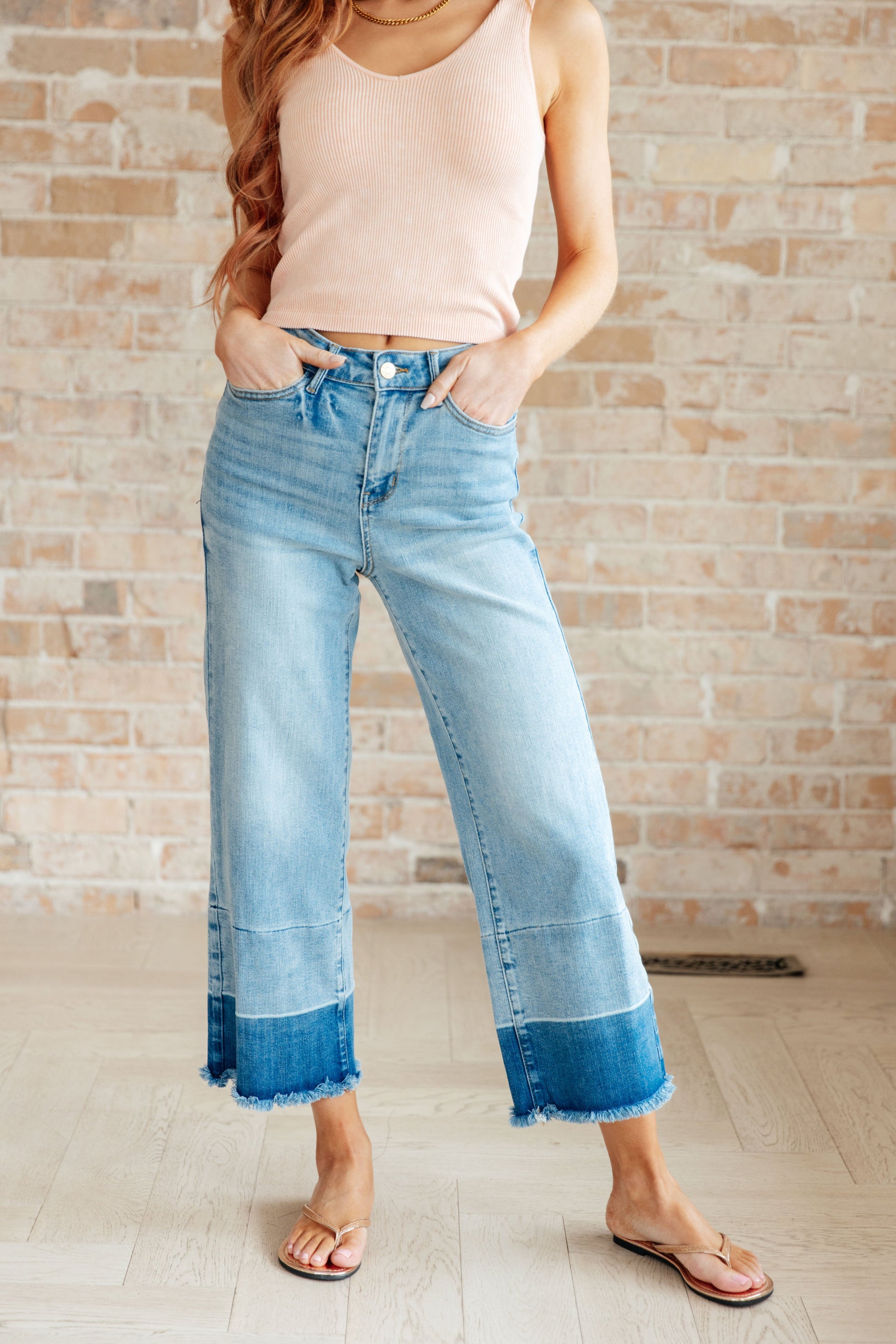 Olivia High Rise Wide Leg Crop Jeans in Medium Wash - JUDY BLUE - Shop All Around Divas