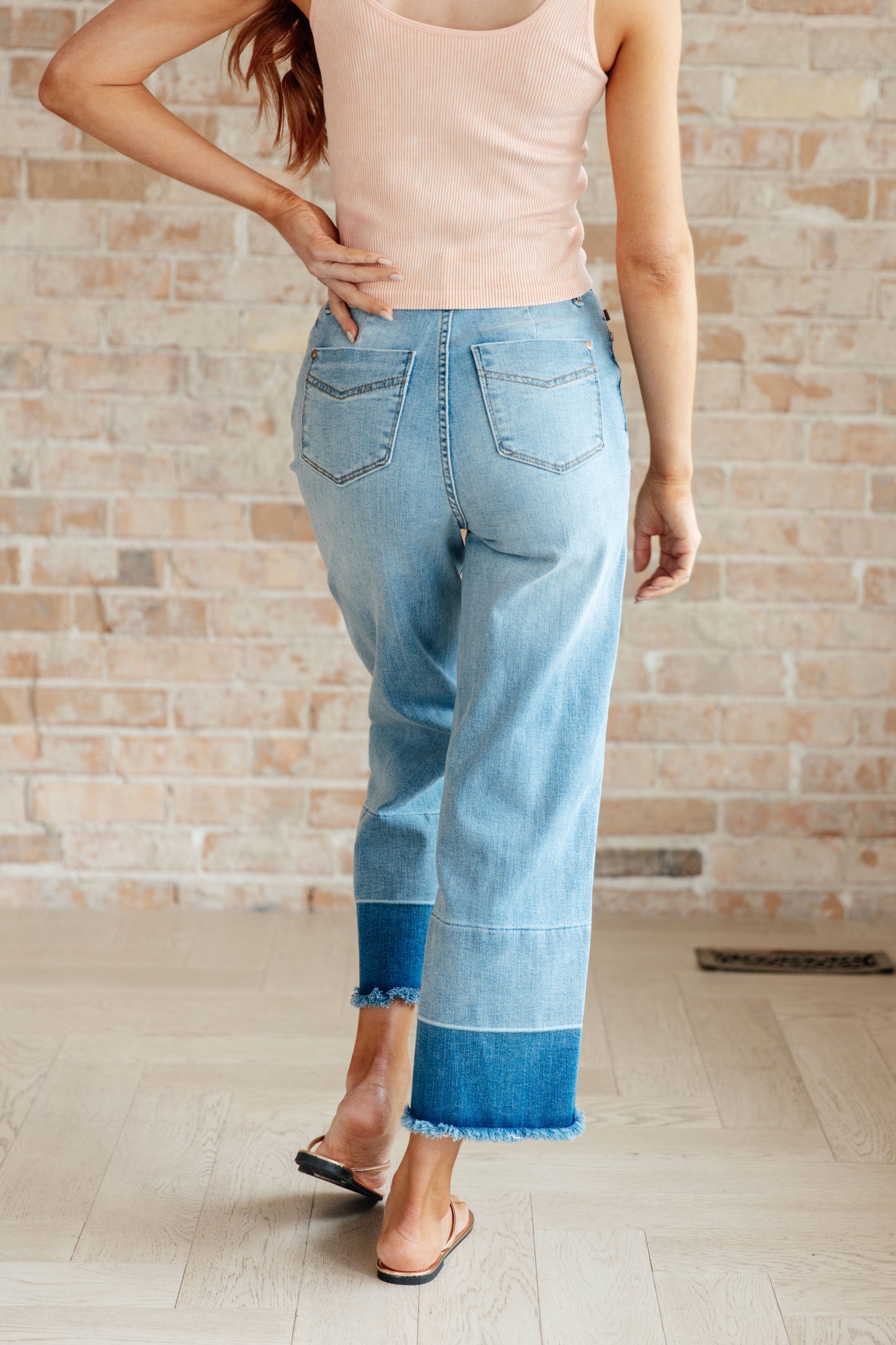 Olivia High Rise Wide Leg Crop Jeans in Medium Wash - JUDY BLUE