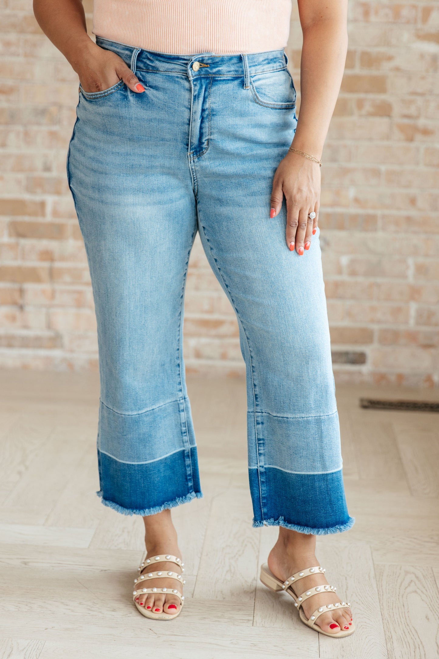 Olivia High Rise Wide Leg Crop Jeans in Medium Wash - JUDY BLUE - Shop All Around Divas