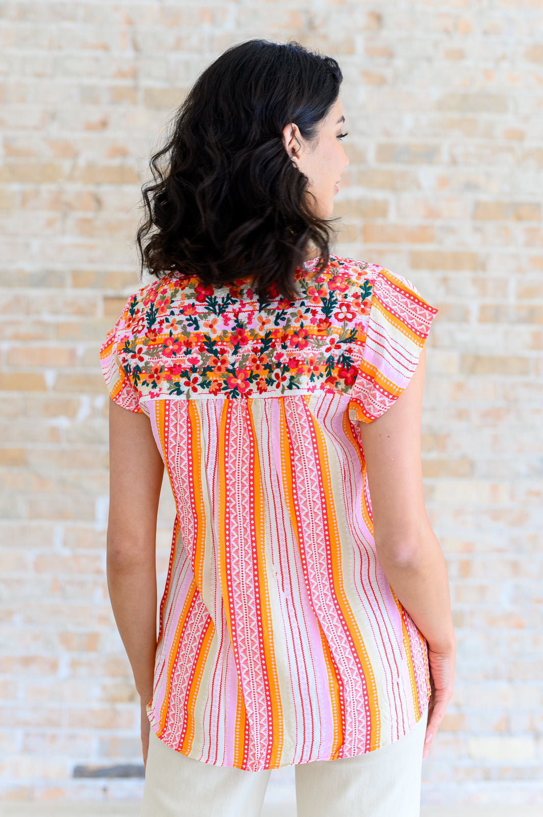 Orange Blossoms Flutter Sleeve Blouse - Shop All Around Divas