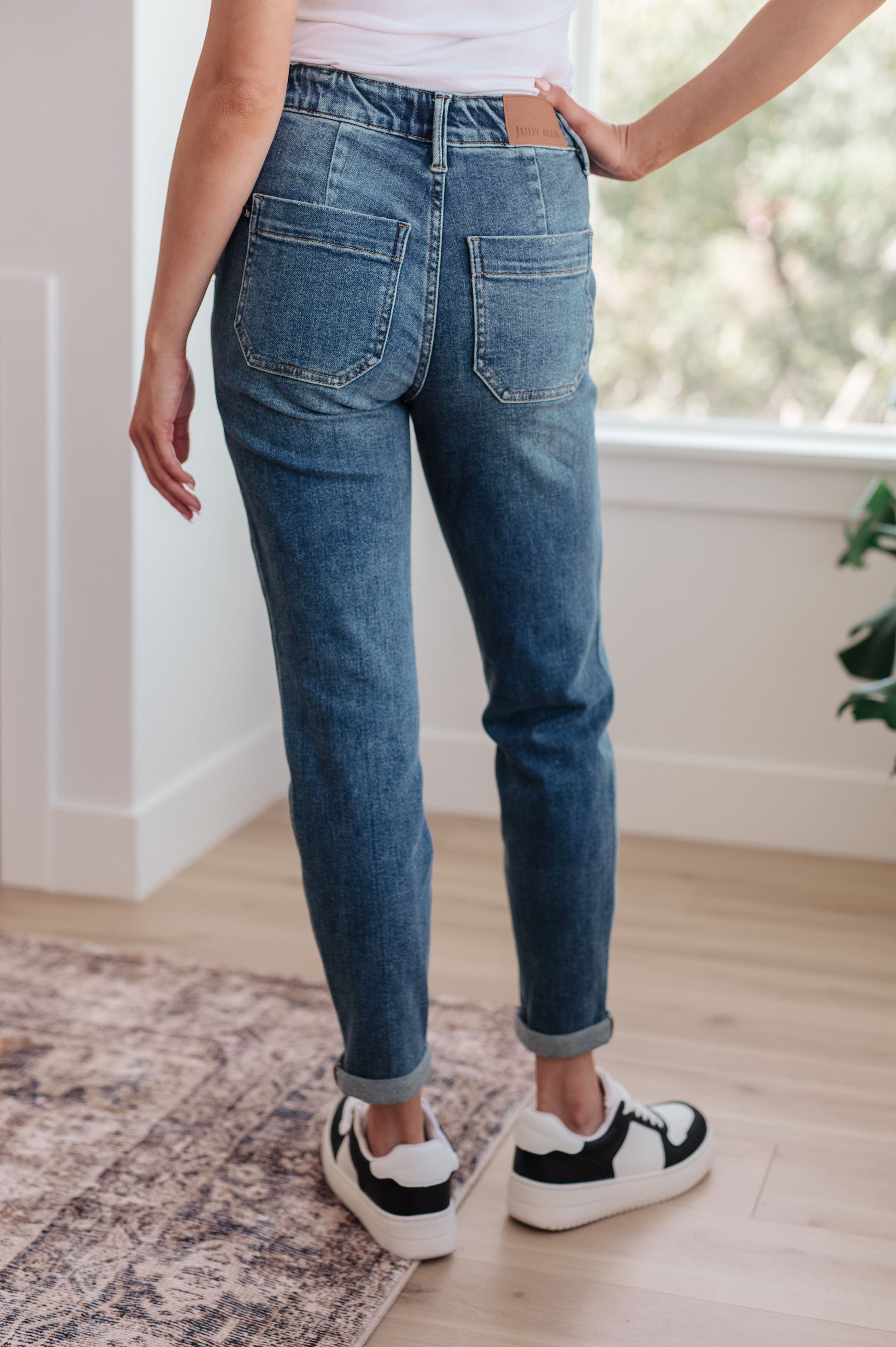 Payton Pull On Denim Joggers in Medium Wash - Shop All Around Divas