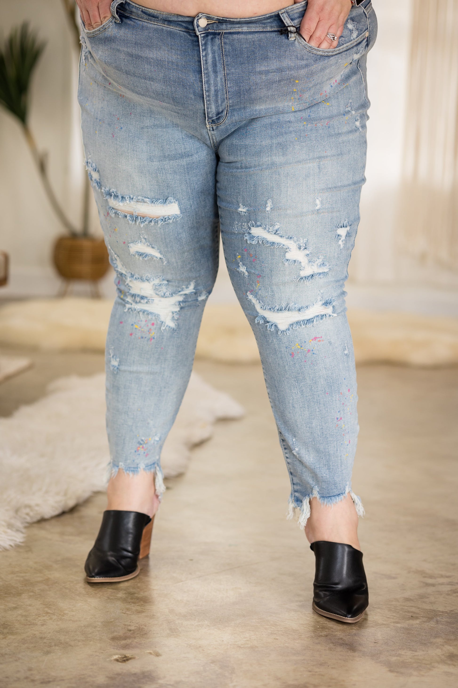 Party Paint Splatter Judy Blue Boyfriend Jeans JB Boutique Simplified