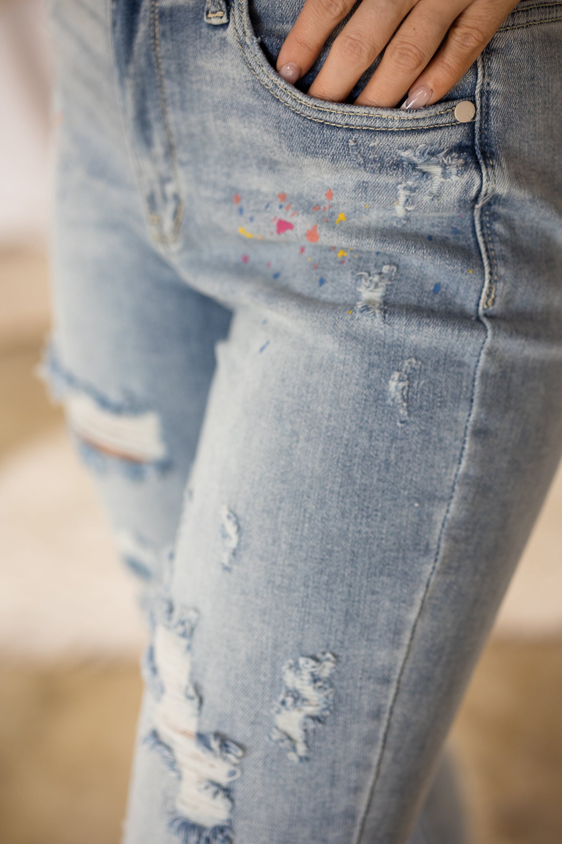 Party Paint Splatter Judy Blue Boyfriend Jeans JB Boutique Simplified