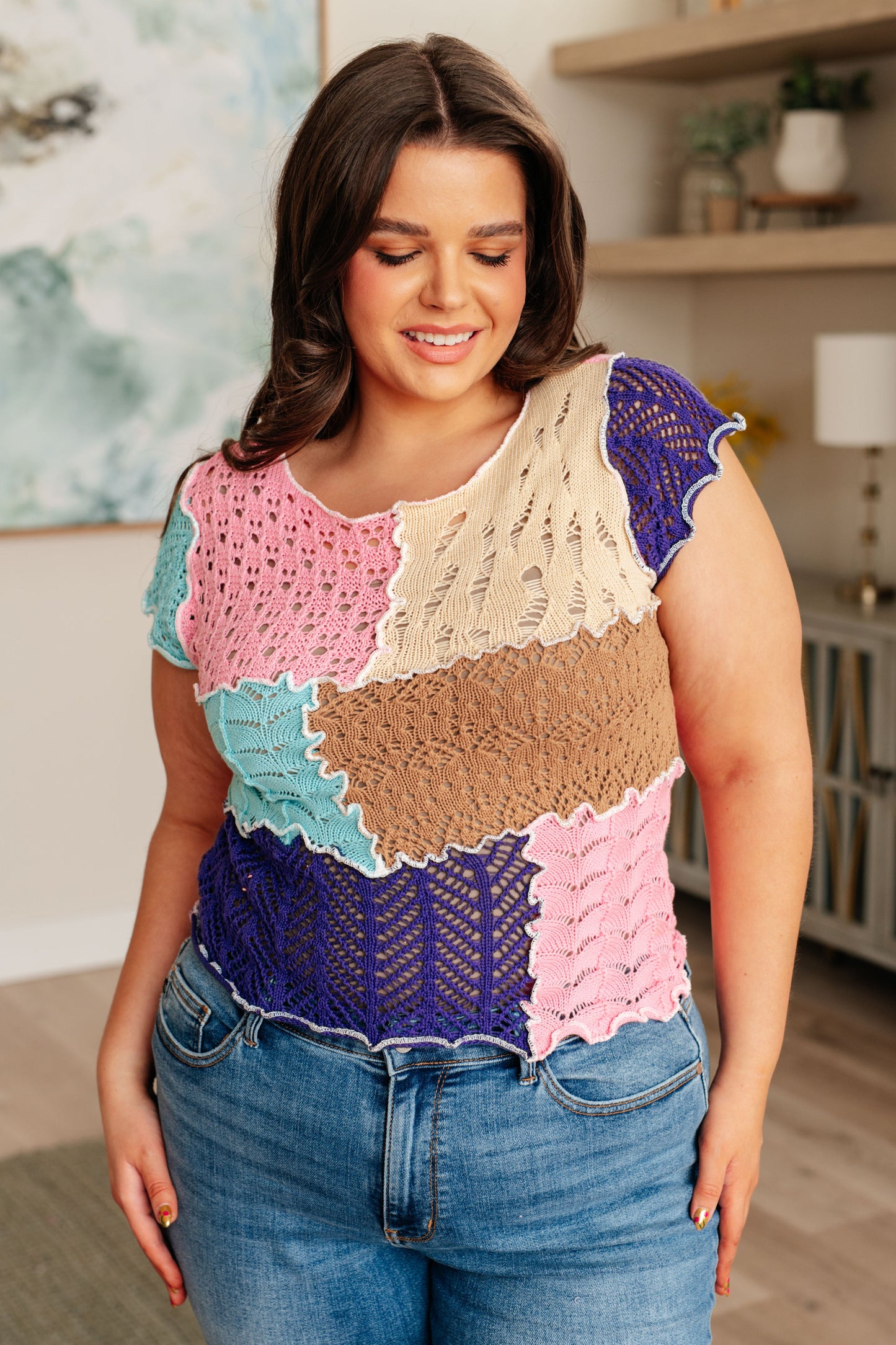 Patch Me Up Patchwork Knit Top - Shop All Around Divas