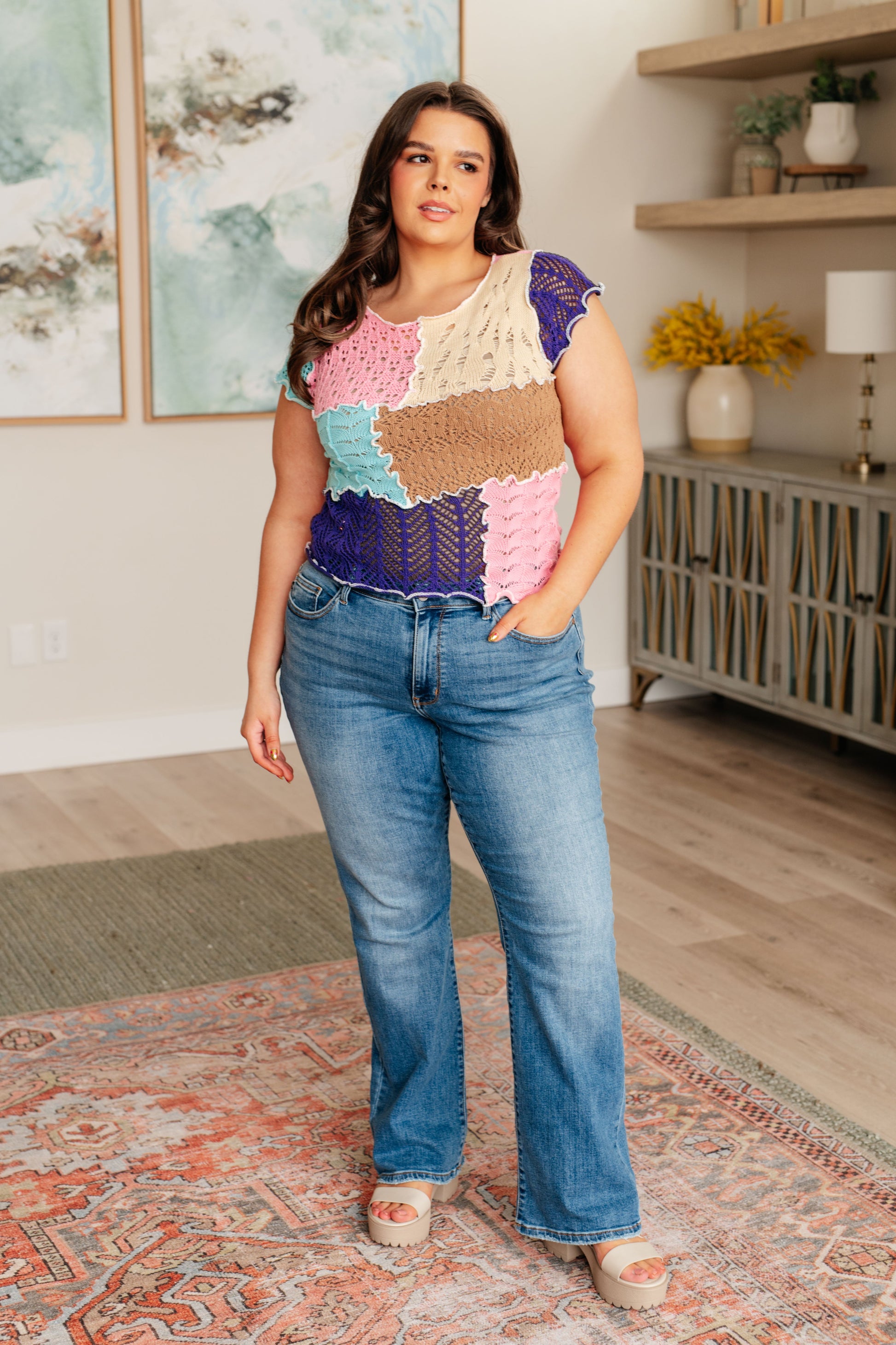 Patch Me Up Patchwork Knit Top - Shop All Around Divas