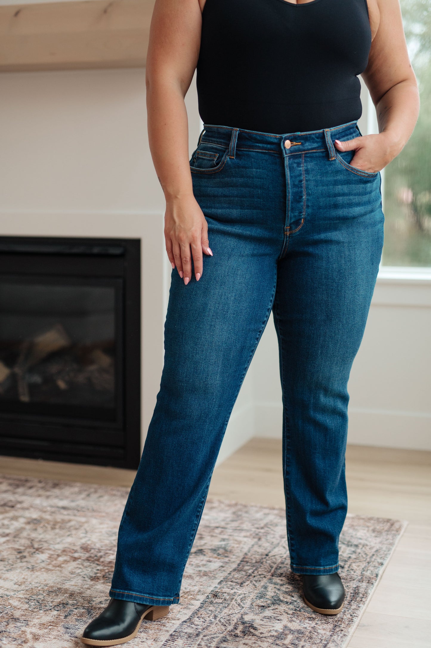 Pippa High Rise Button Fly Straight Jeans - JUDY BLUE - Shop All Around Divas