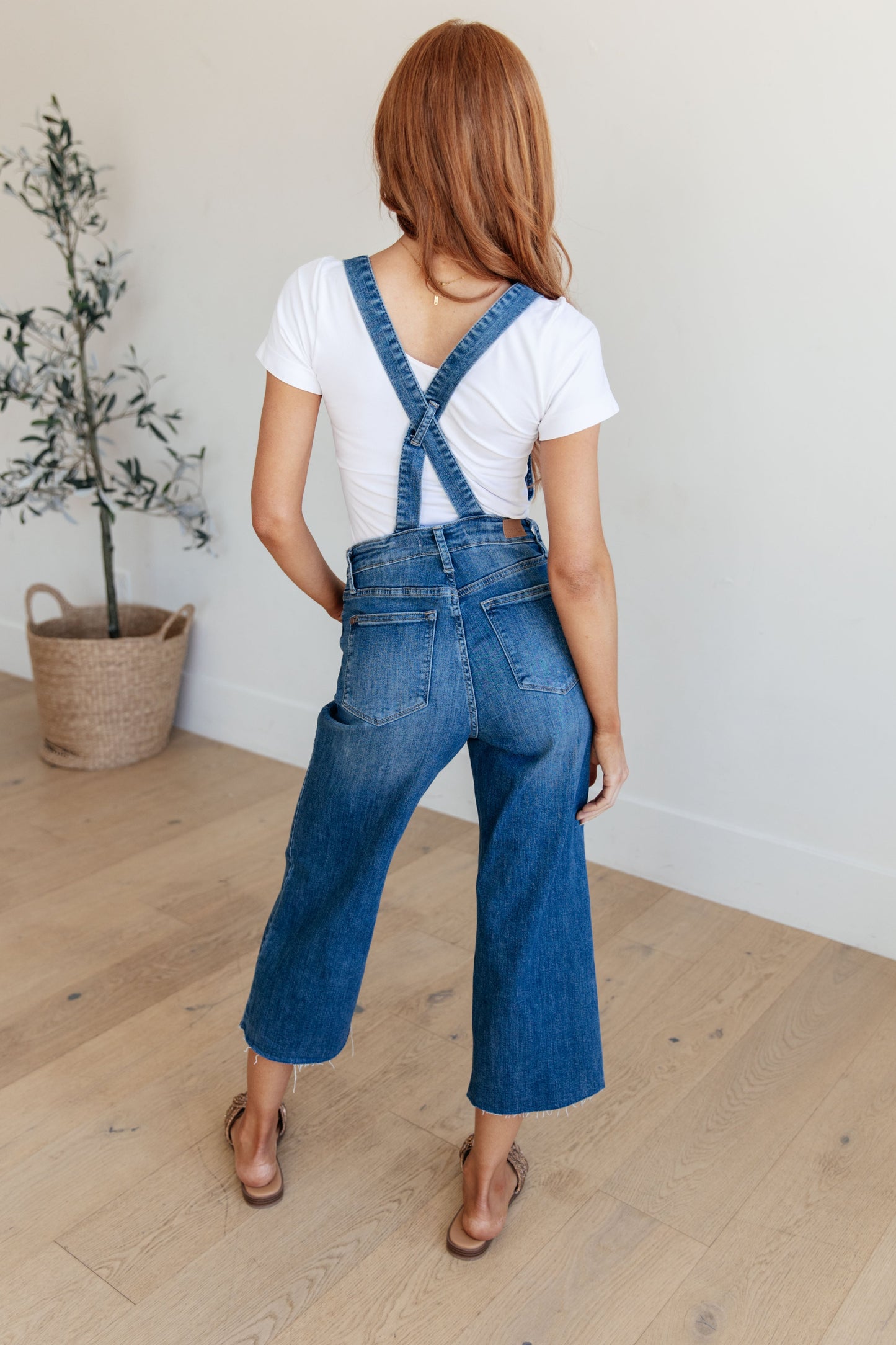 Priscilla High Rise Crop Wide Leg Denim Overalls - JUDY BLUE