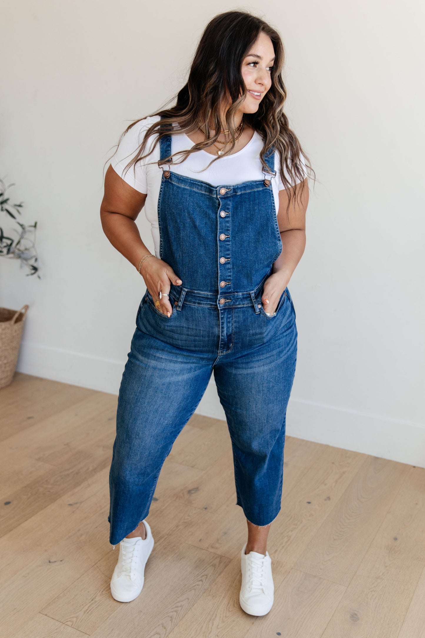 Priscilla High Rise Crop Wide Leg Denim Overalls - JUDY BLUE