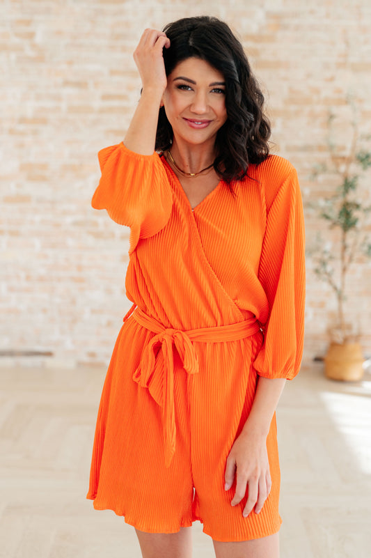 Roll With me Romper in Tangerine - Shop All Around Divas