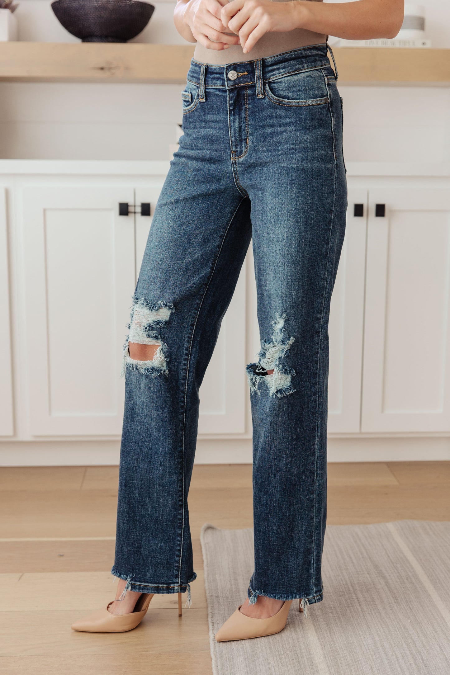 Rose High Rise 90's Straight Jeans in Dark Wash - JUDY BLUE