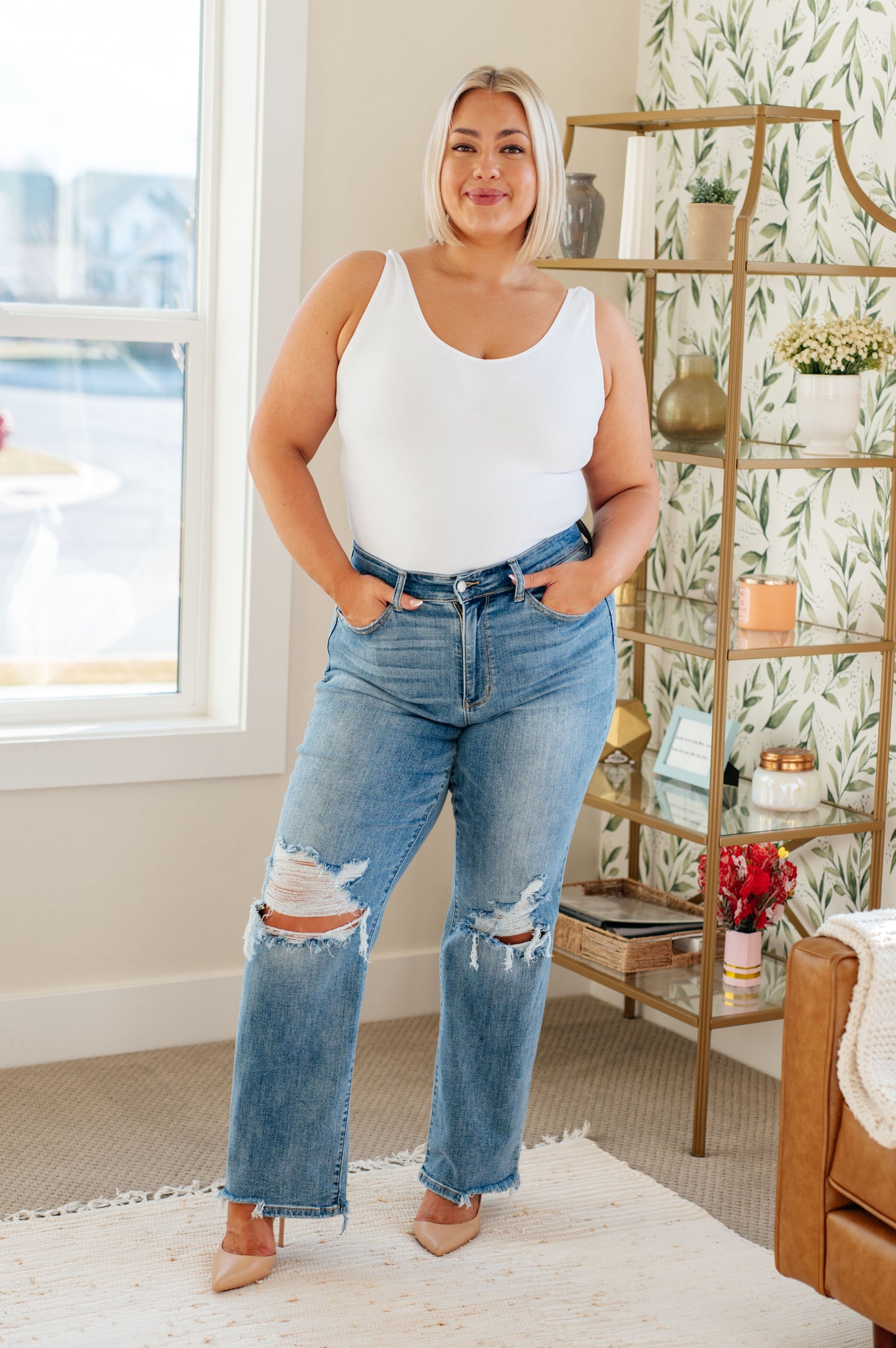 Rose High Rise 90's Straight Jeans in Light Wash - JUDY BLUE
