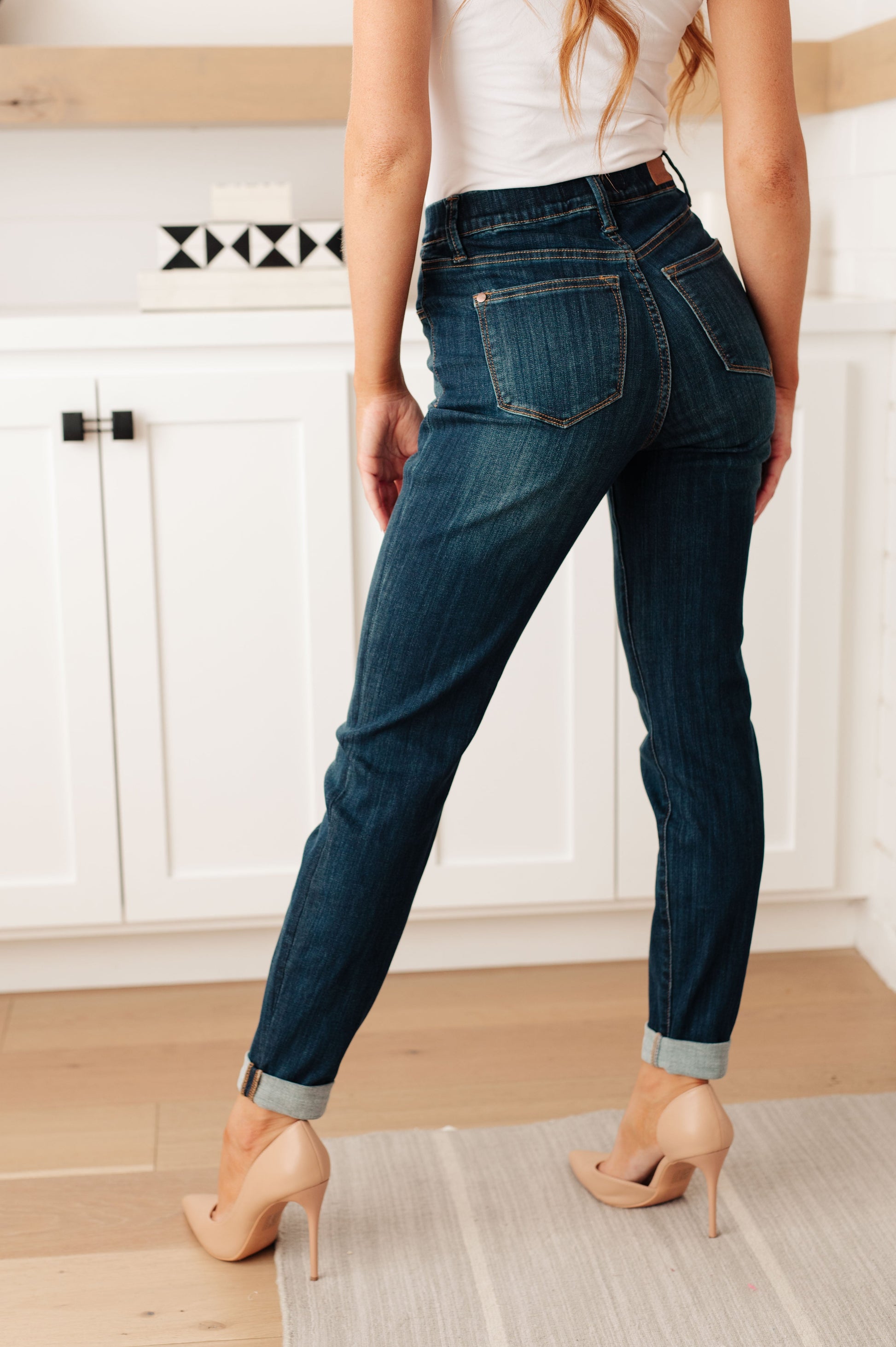 Rowena High Rise Pull On Double Cuff Slim Jeans - JUDY BLUE - Shop All Around Divas