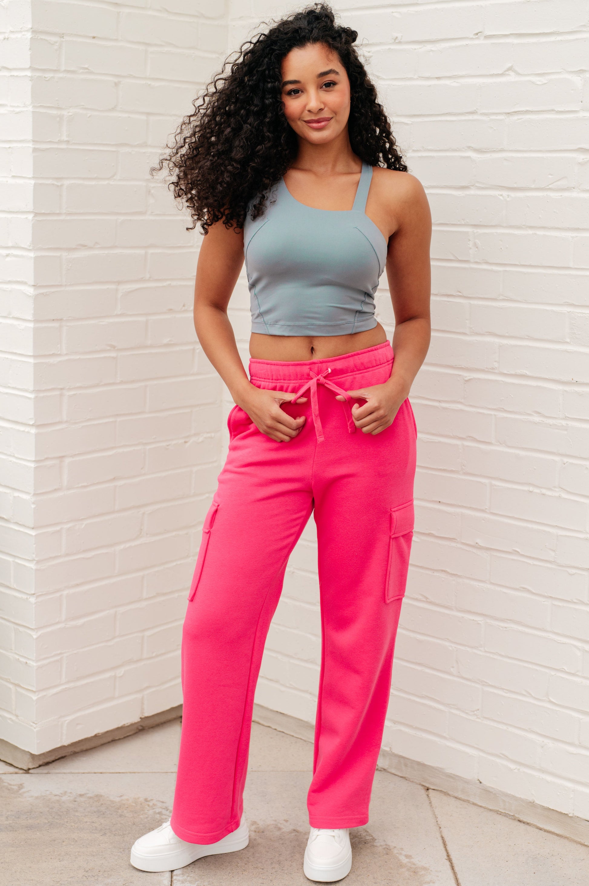 Run, Don't Walk Cargo Sweatpants in Flamingo Pink - Shop All Around Divas