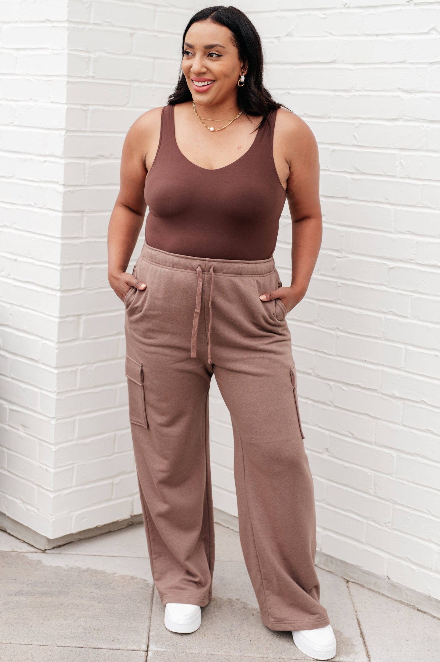 Run, Don't Walk Cargo Sweatpants in Smokey Brown - Shop All Around Divas