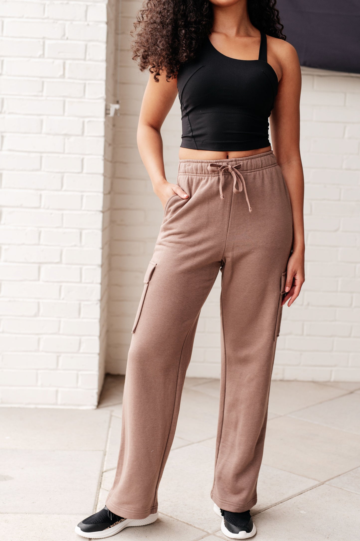 Run, Don't Walk Cargo Sweatpants in Smokey Brown - Shop All Around Divas