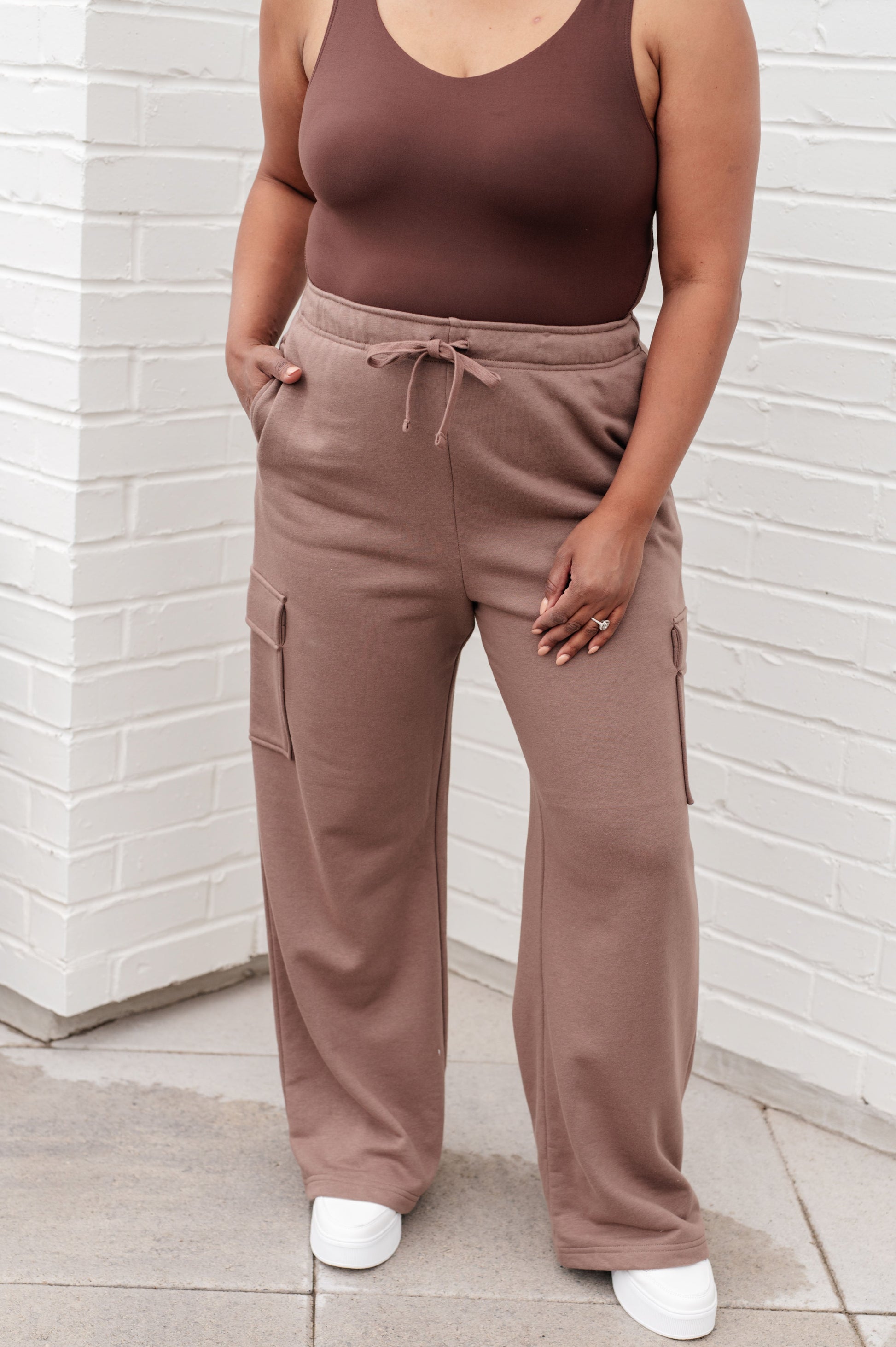 Run, Don't Walk Cargo Sweatpants in Smokey Brown - Shop All Around Divas