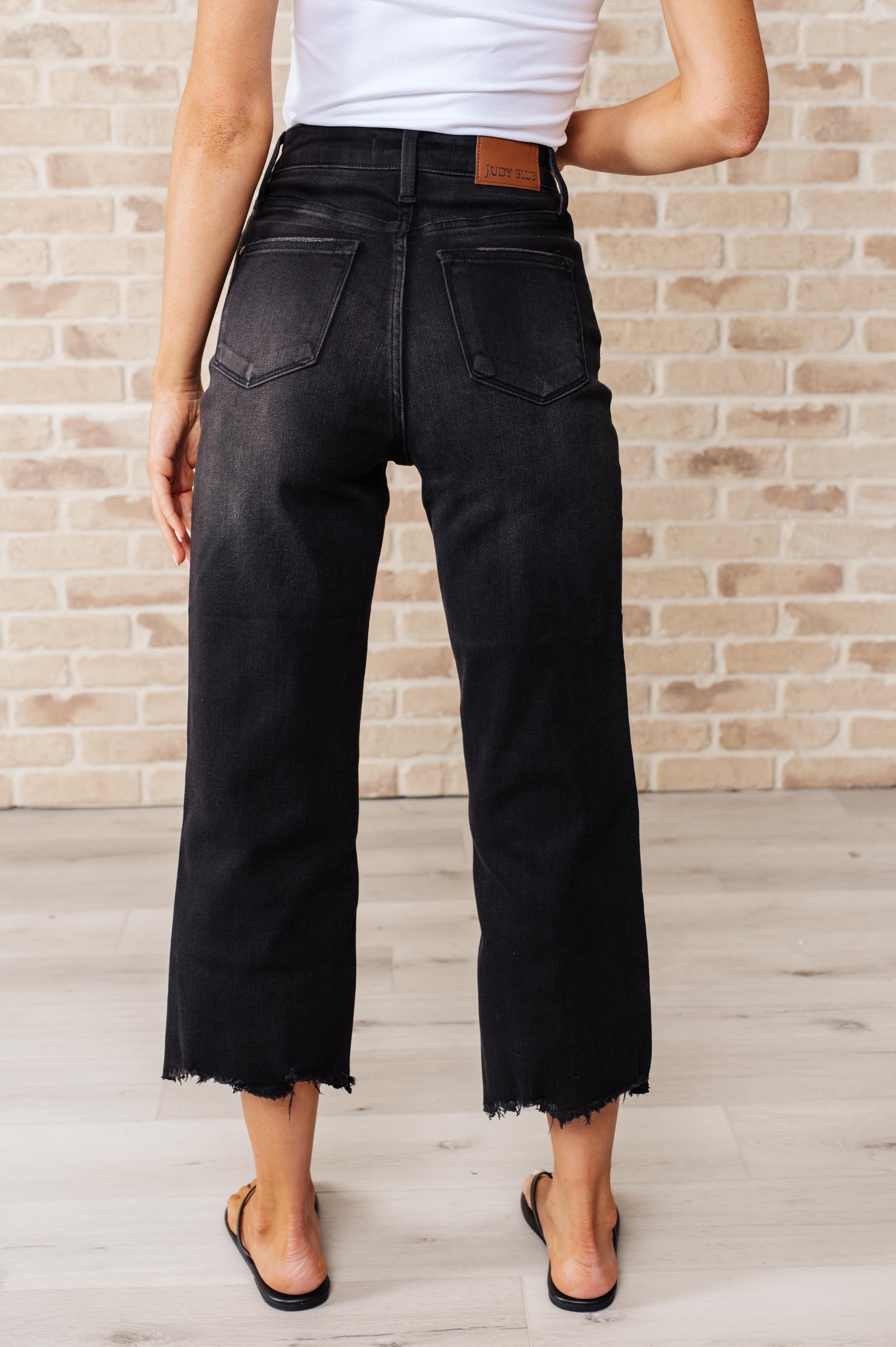 Ryan High Rise Button Fly Wide Leg Crop Jeans - Shop All Around Divas