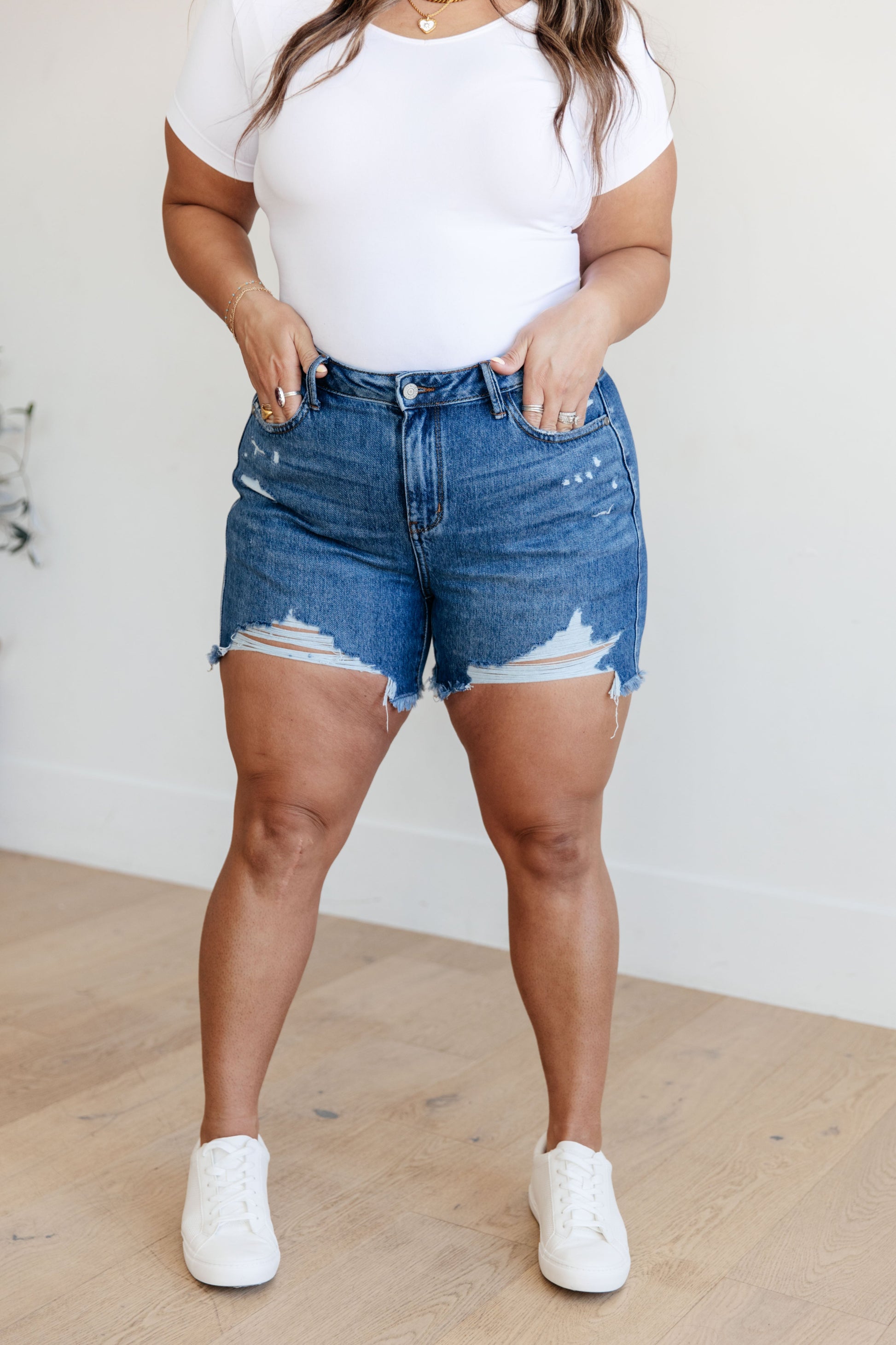 Samantha High Rise Rigid Magic Distressed Cutoff Shorts - Shop All Around Divas