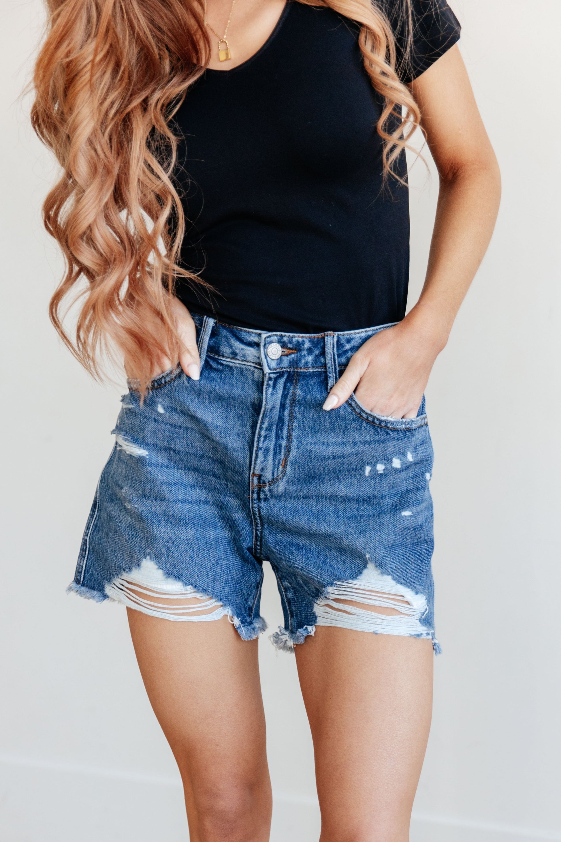 Samantha High Rise Rigid Magic Distressed Cutoff Shorts - Shop All Around Divas