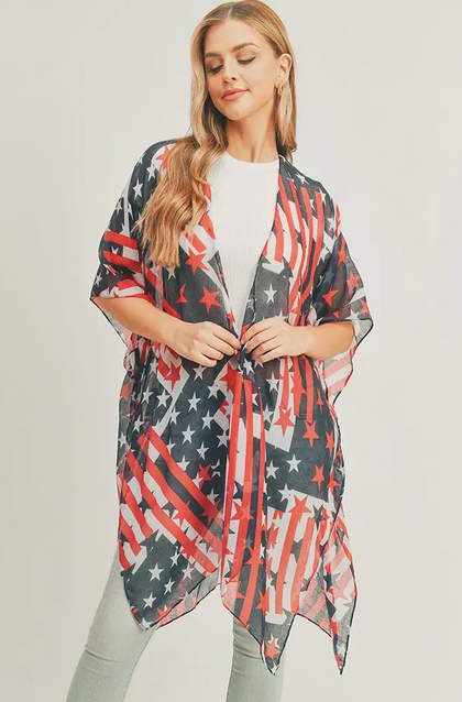 American Flag Pattern Kimono - Shop All Around Divas