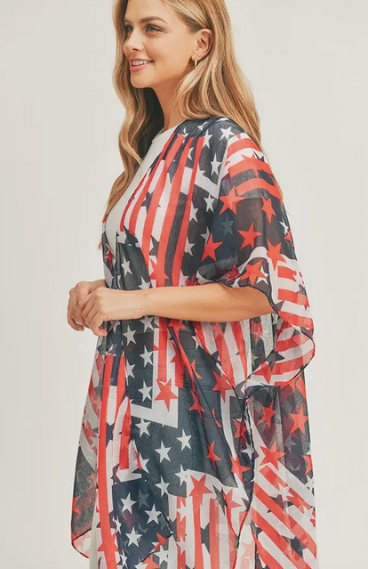 American Flag Pattern Kimono - Shop All Around Divas