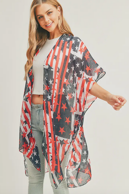 American Flag Pattern Kimono - Shop All Around Divas