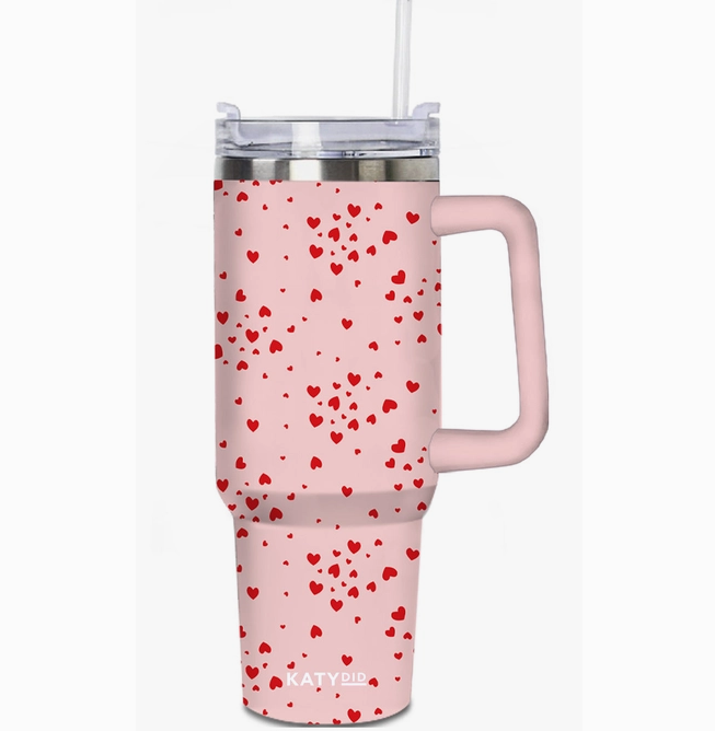 Mini Red Hearts All Over Travel Tumbler 40 oz