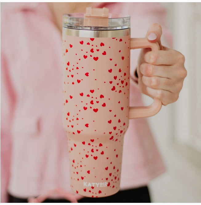 Mini Red Hearts All Over Travel Tumbler 40 oz