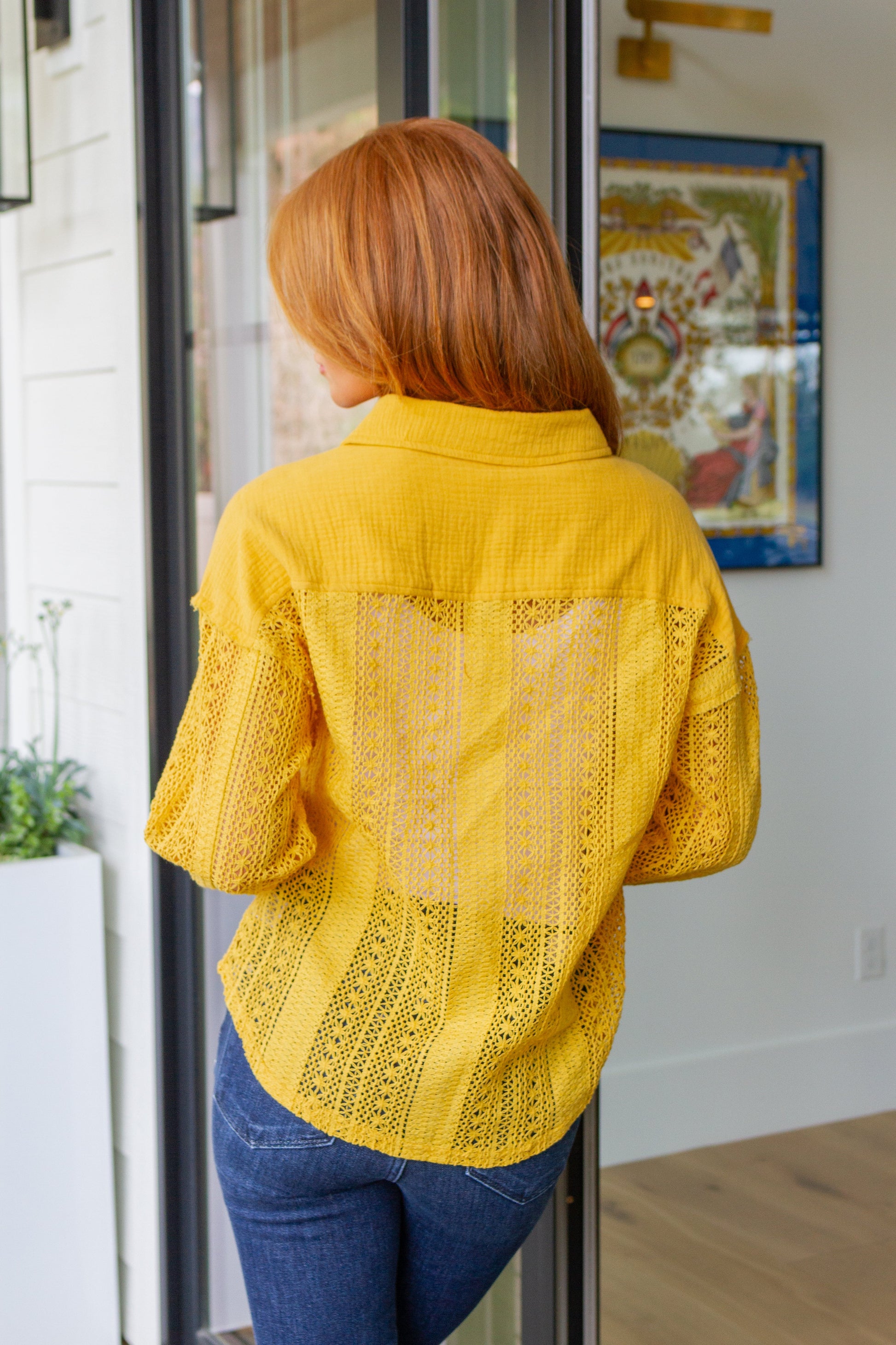 Sweeter Than Nectar Lace Button Down in Honey - Shop All Around Divas