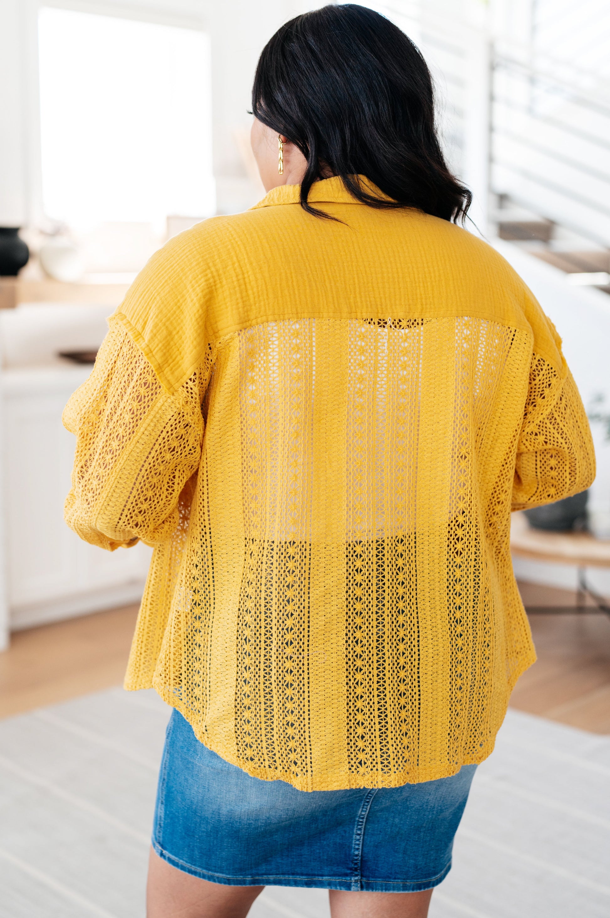 Sweeter Than Nectar Lace Button Down in Honey - Shop All Around Divas