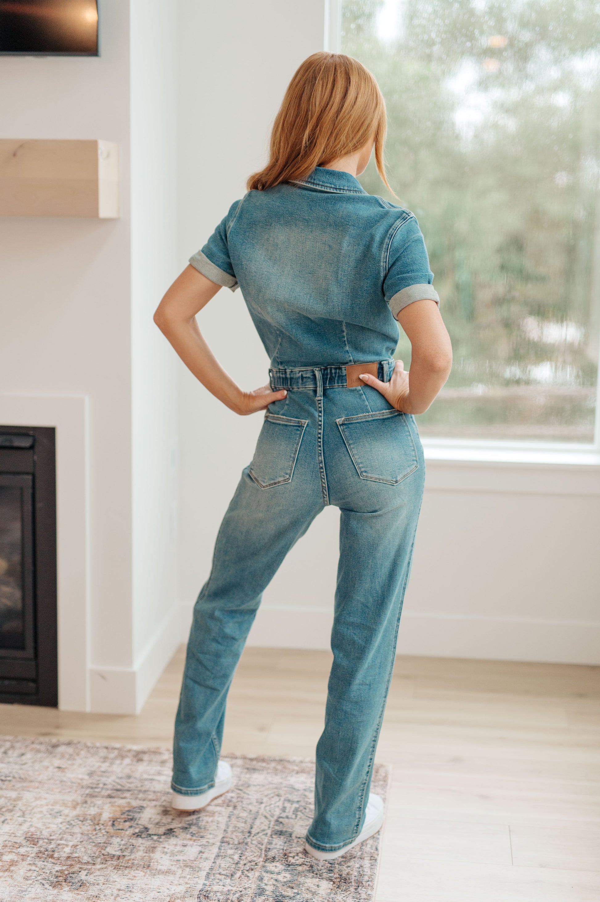 Sylvia Short Sleeve Denim Jumpsuit - Shop All Around Divas