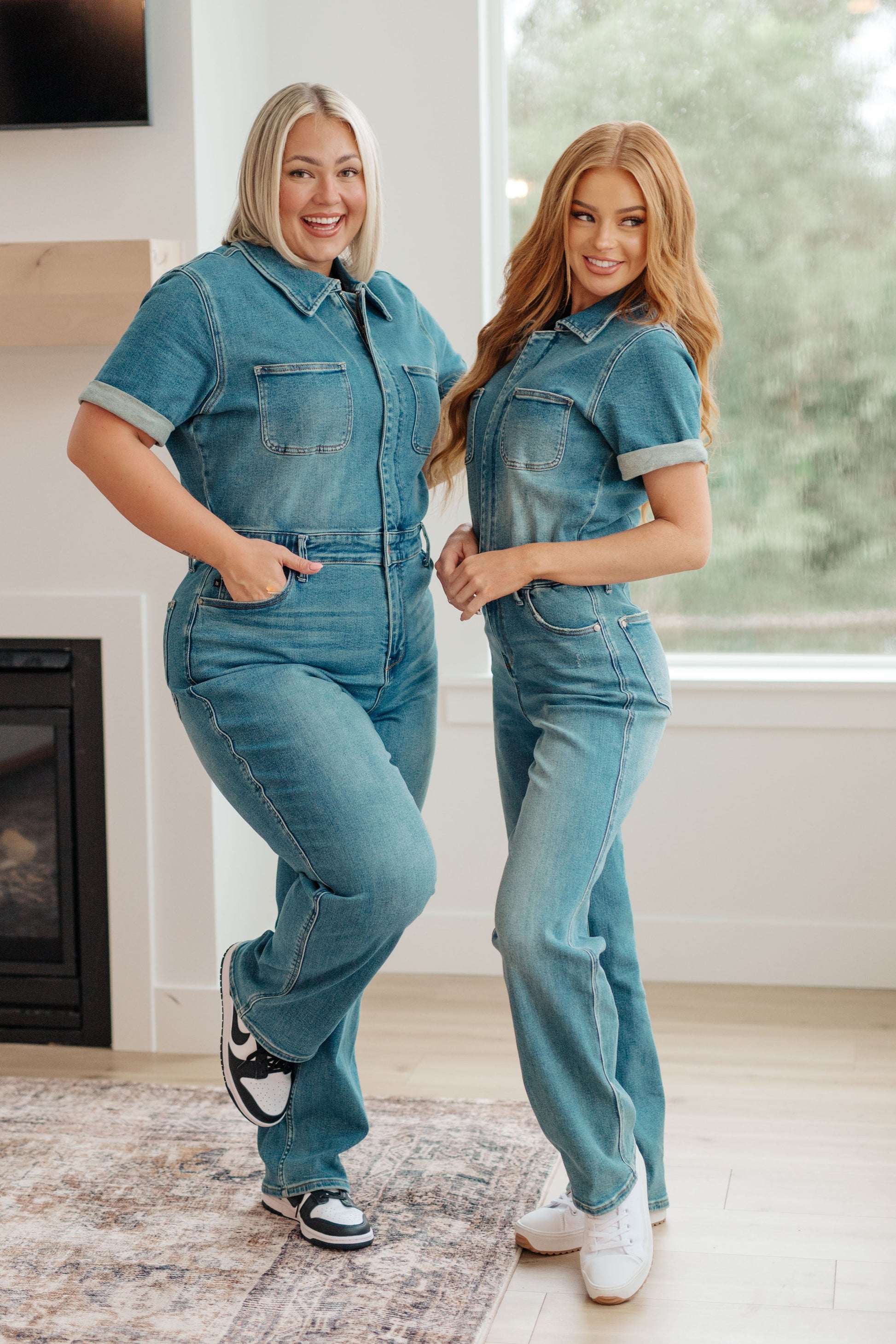 Sylvia Short Sleeve Denim Jumpsuit - Shop All Around Divas