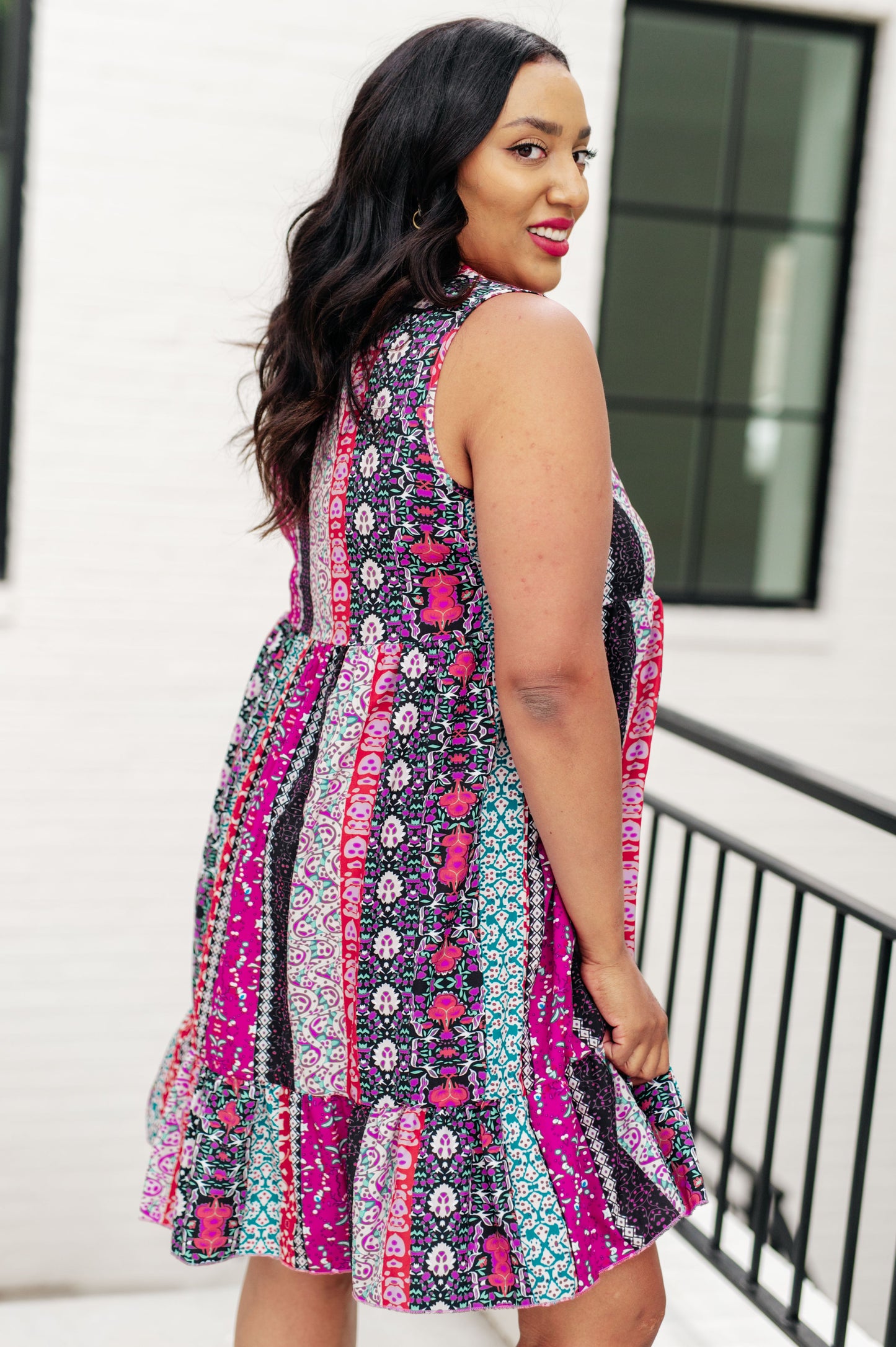 That's So Boho Mixed Print Sleeveless Dress - Shop All Around Divas