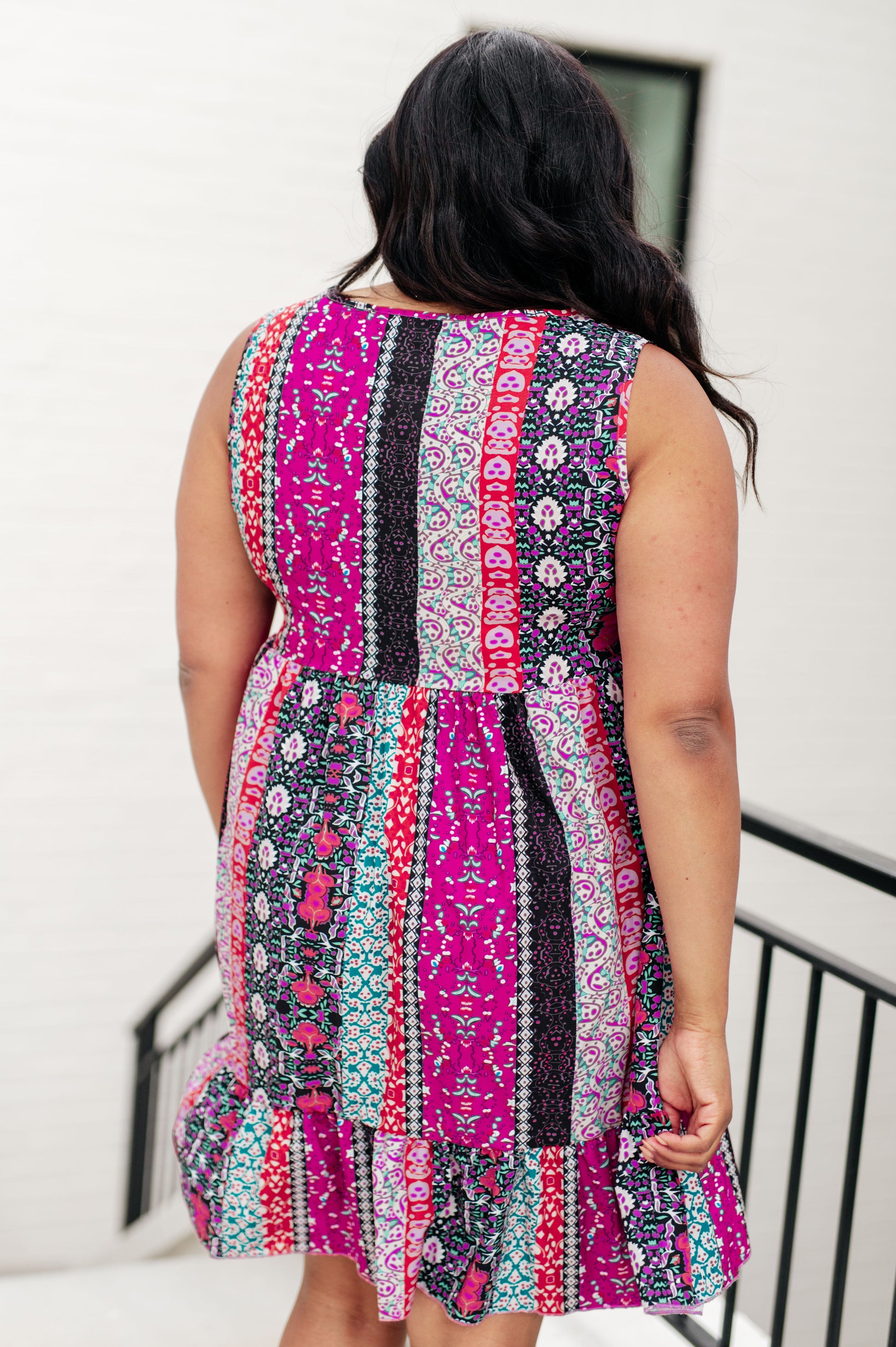 That's So Boho Mixed Print Sleeveless Dress - Shop All Around Divas