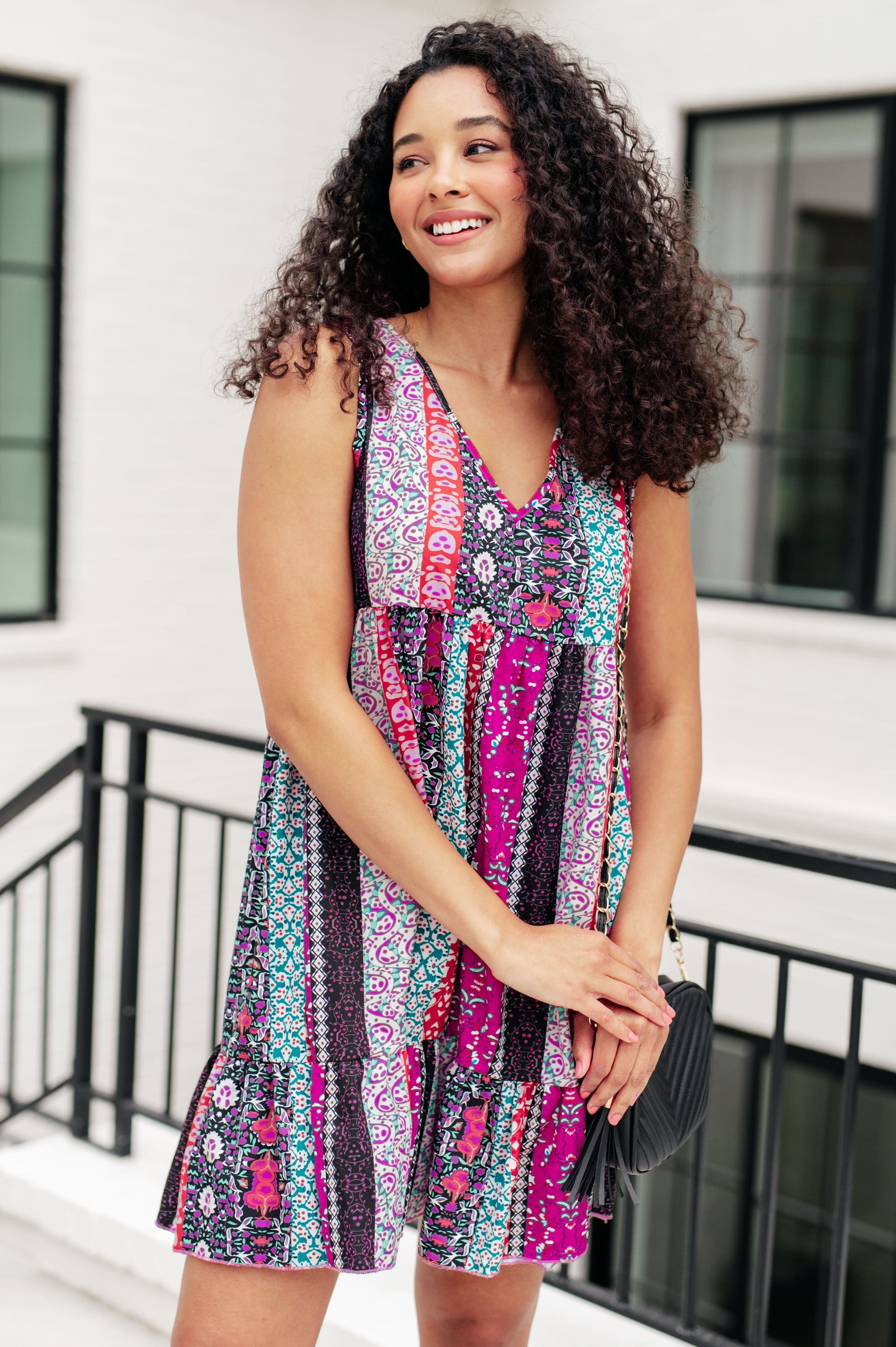 That's So Boho Mixed Print Sleeveless Dress - Shop All Around Divas