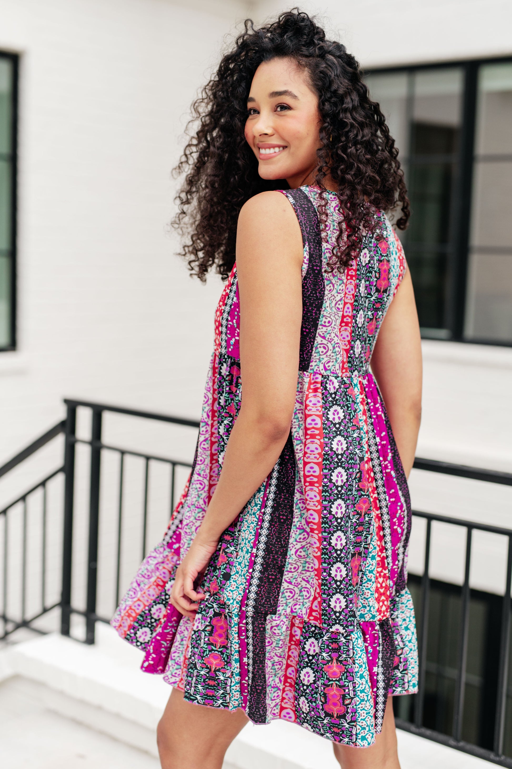 That's So Boho Mixed Print Sleeveless Dress - Shop All Around Divas