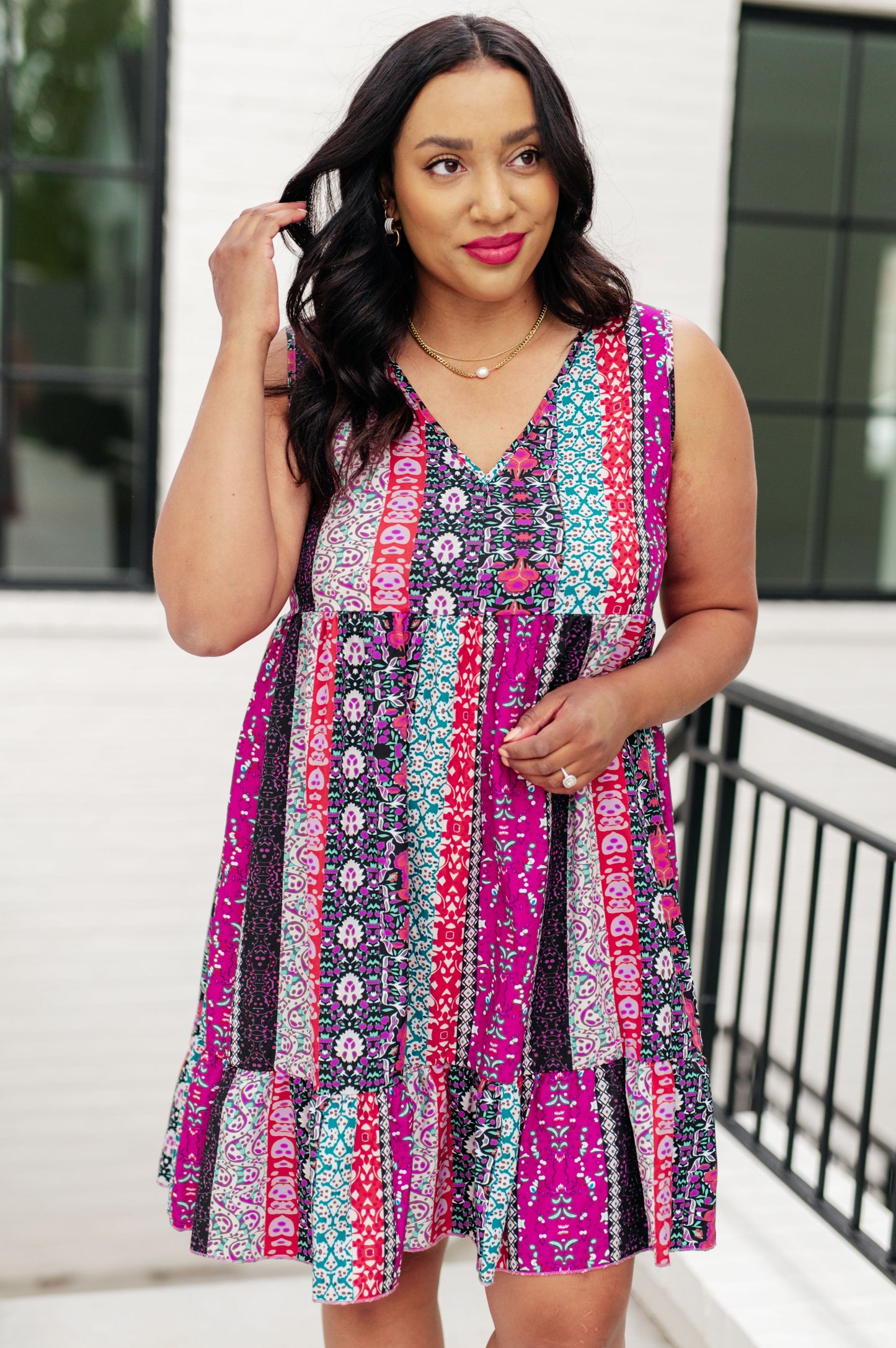 That's So Boho Mixed Print Sleeveless Dress - Shop All Around Divas