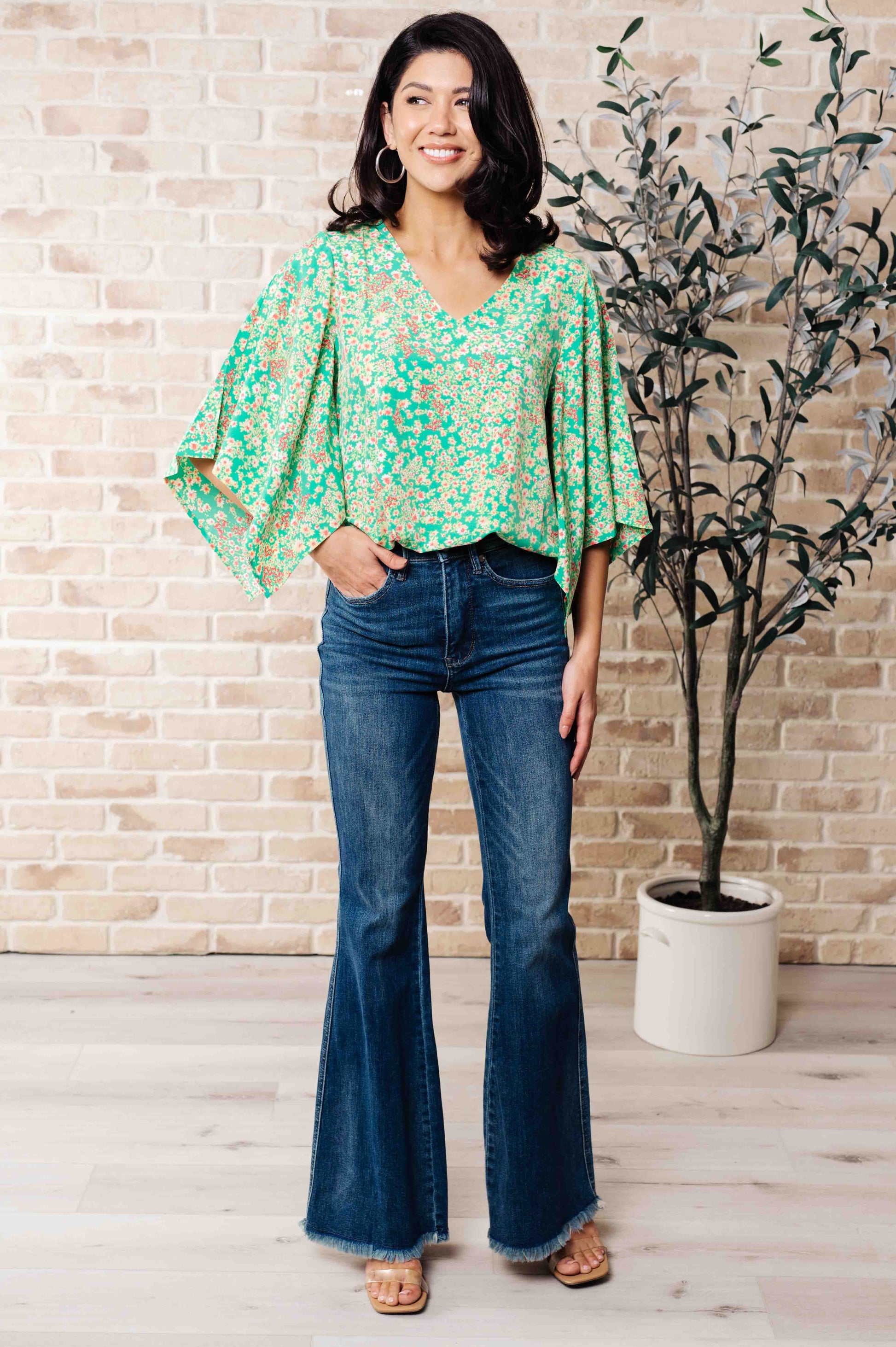 The Future's Open Wide V-Neck Batwing Top - Shop All Around Divas