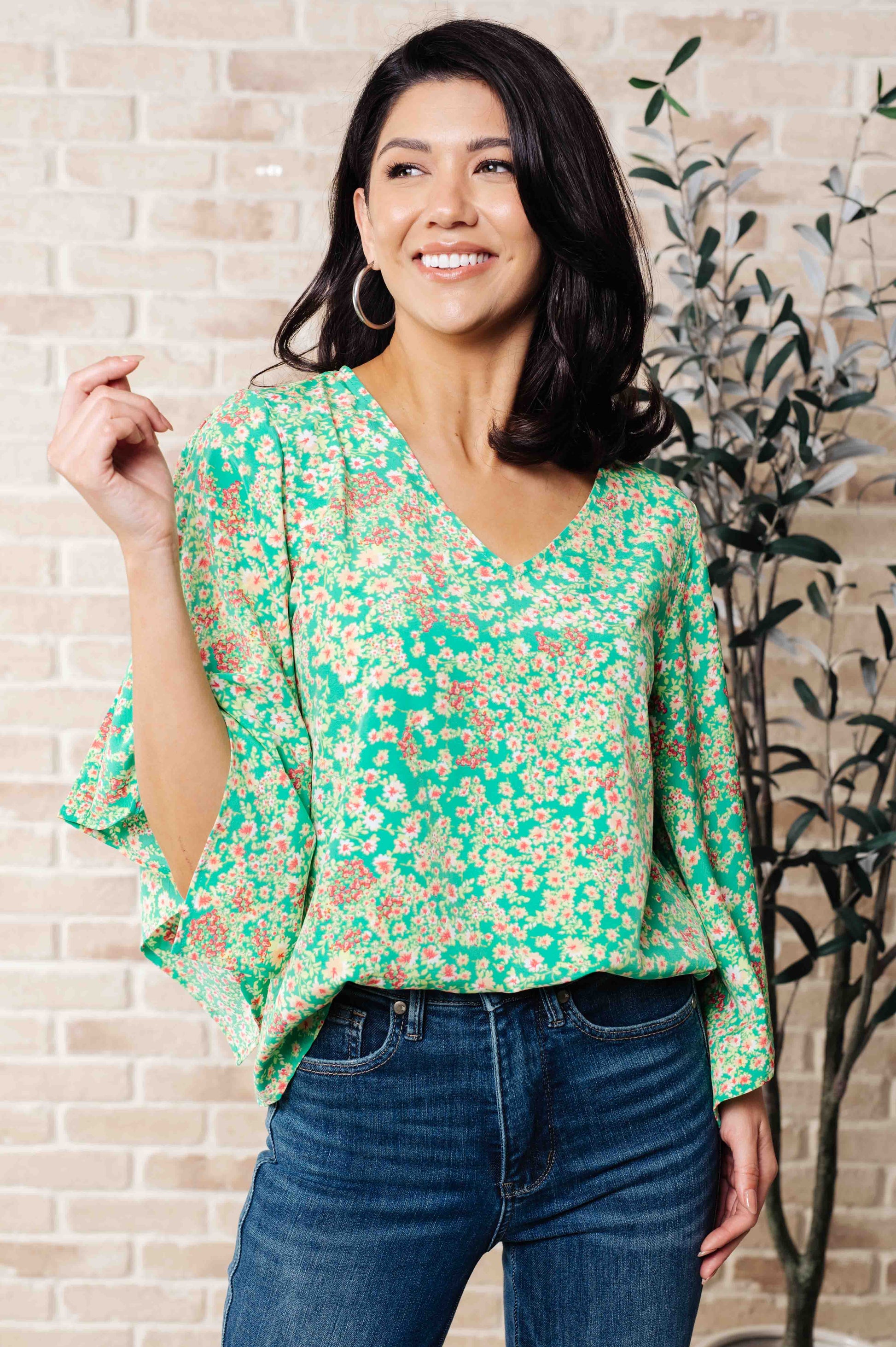 The Future's Open Wide V-Neck Batwing Top - Shop All Around Divas