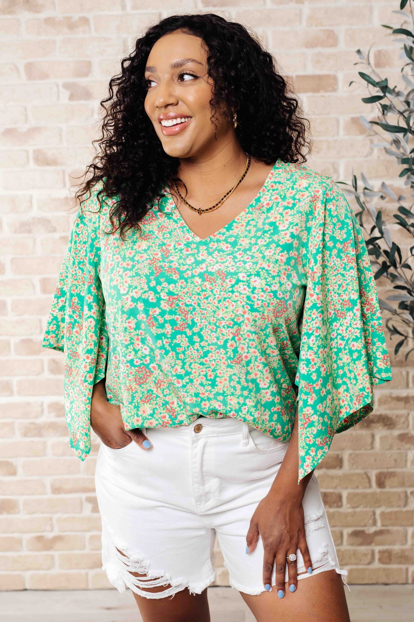 The Future's Open Wide V-Neck Batwing Top - Shop All Around Divas