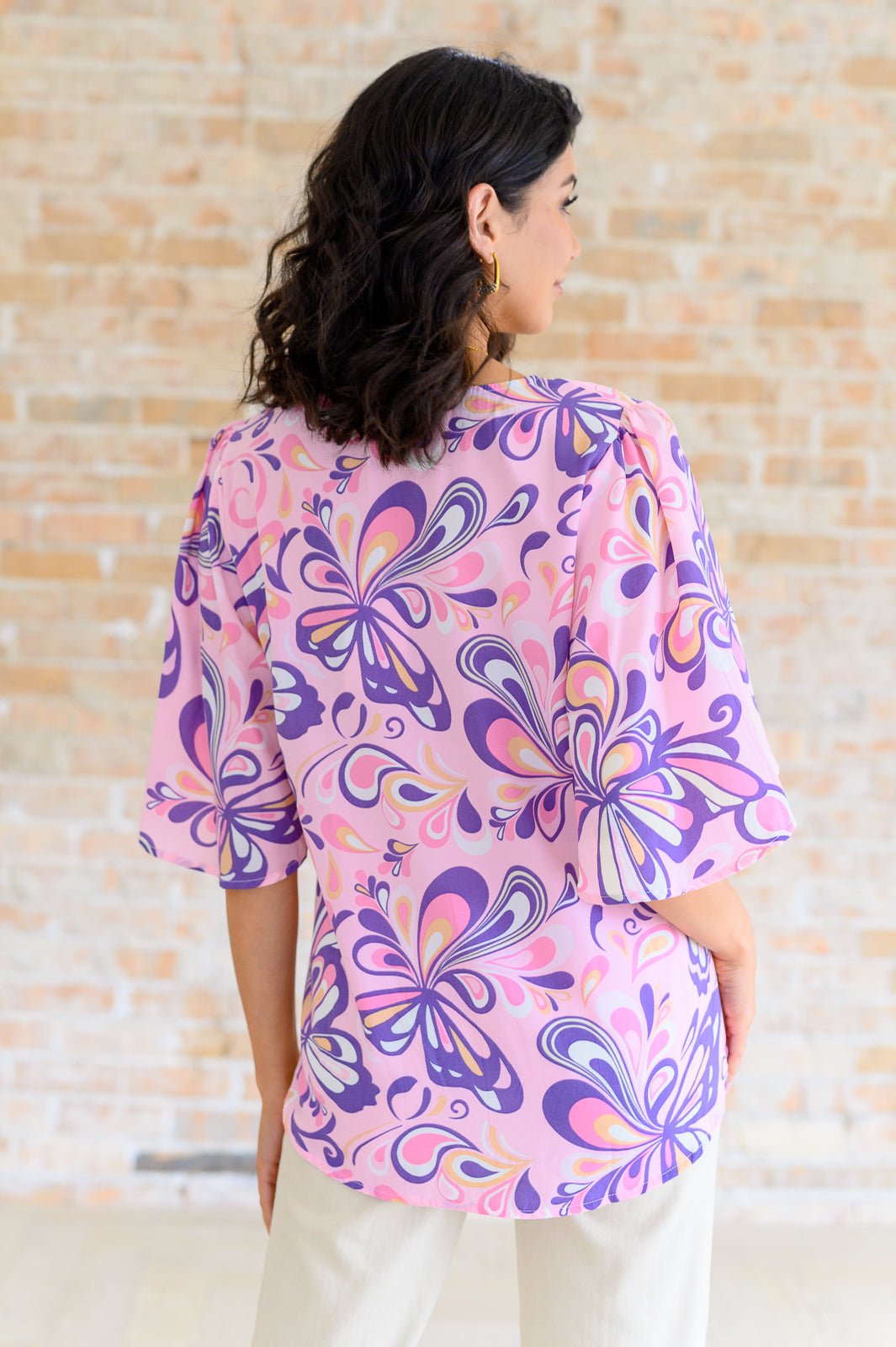 The Tropics V-Neck Top in Blush Multi - Shop All Around Divas