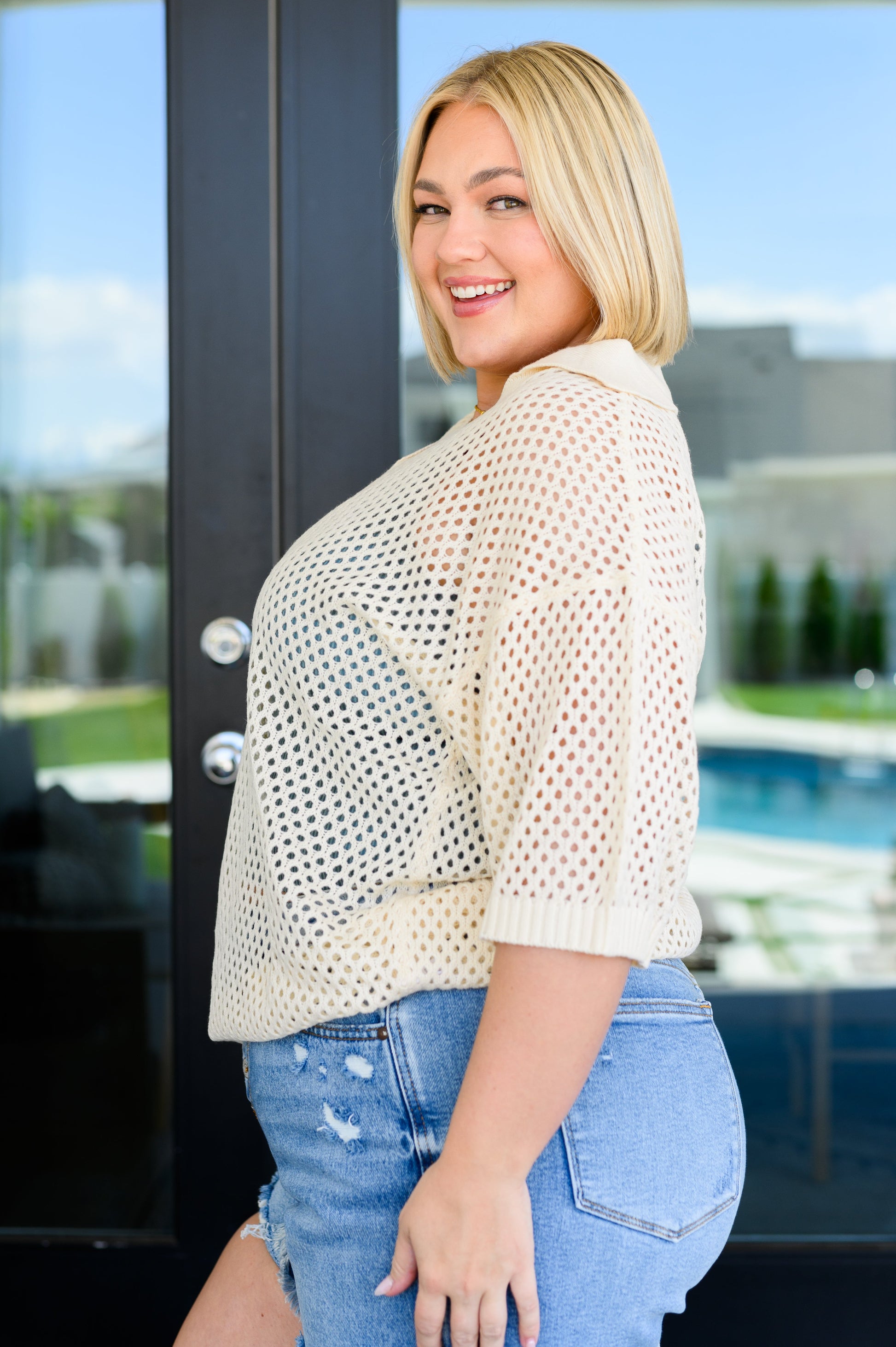 Under The Boardwalk Fishnet Collared Top - Shop All Around Divas