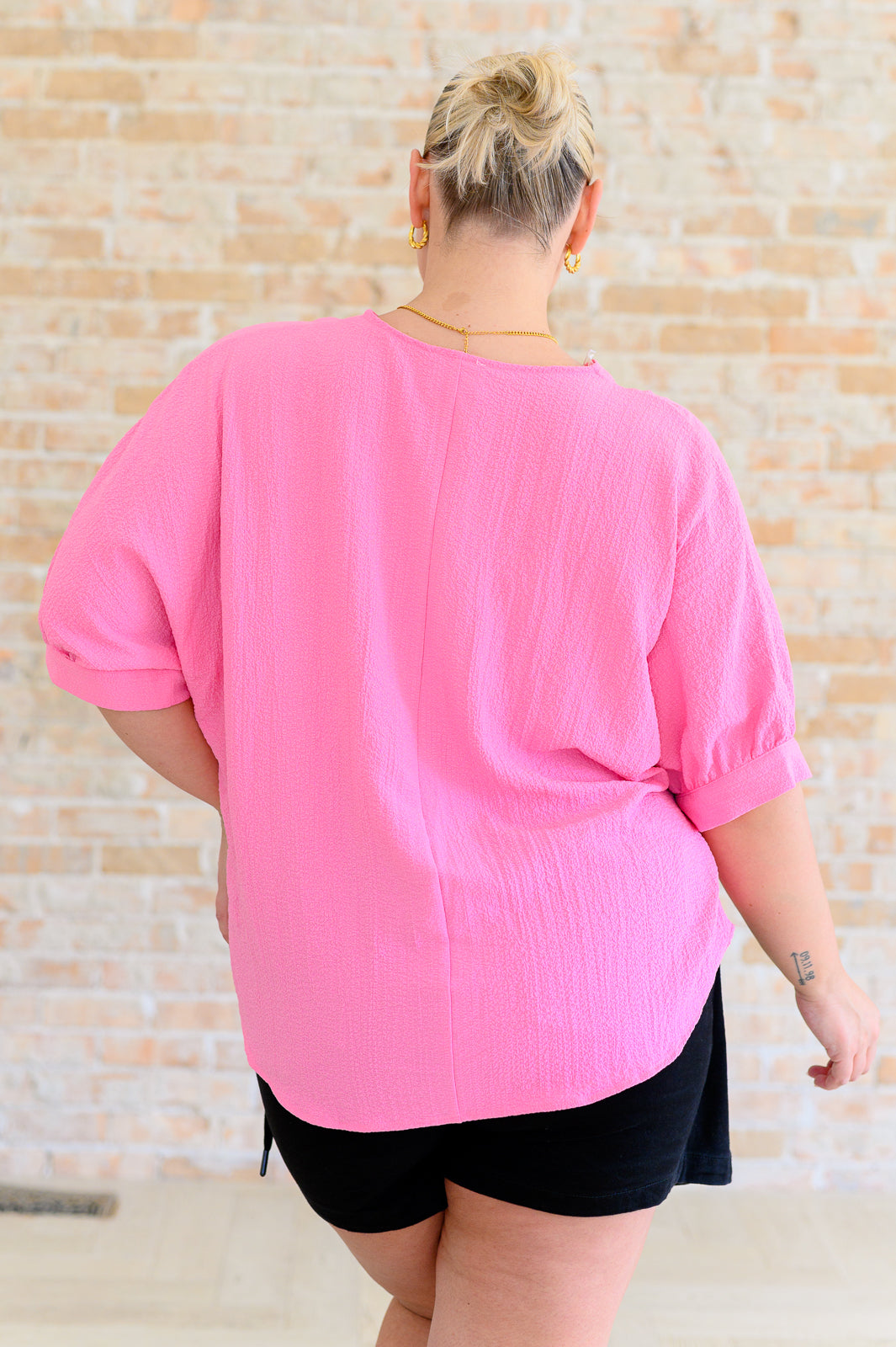 Up For Anything V-Neck Blouse in Pink - Shop All Around Divas