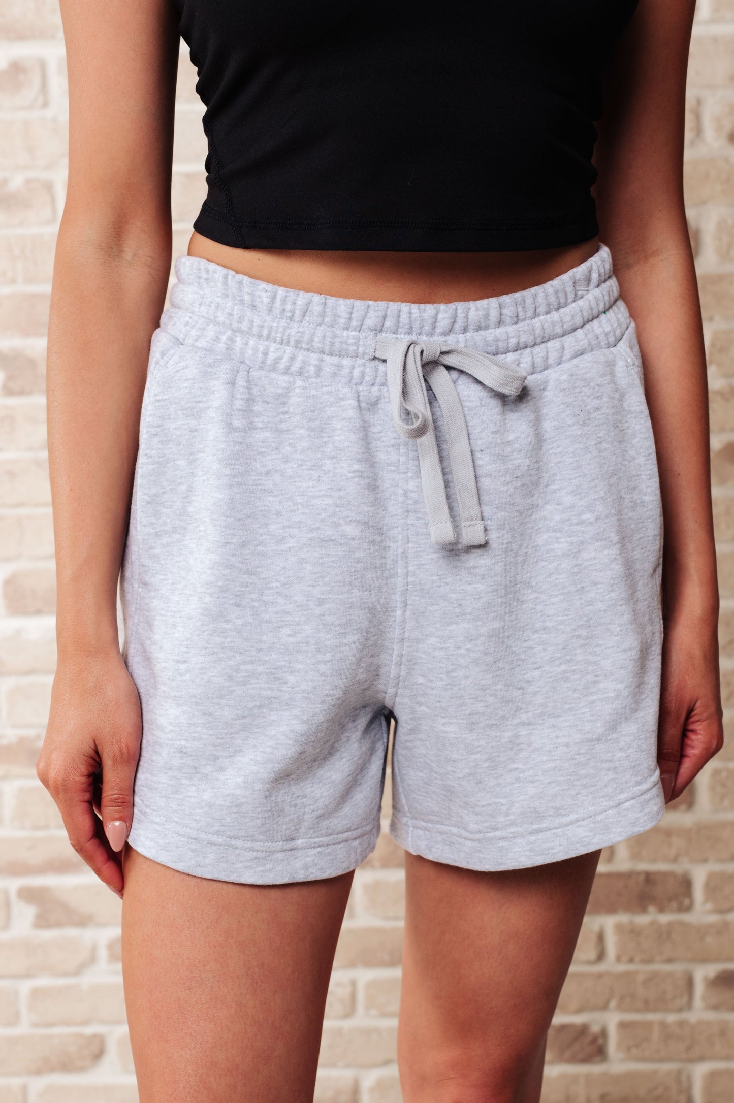 We're Only Getting Better Drawstring Shorts in Grey Ave Shops