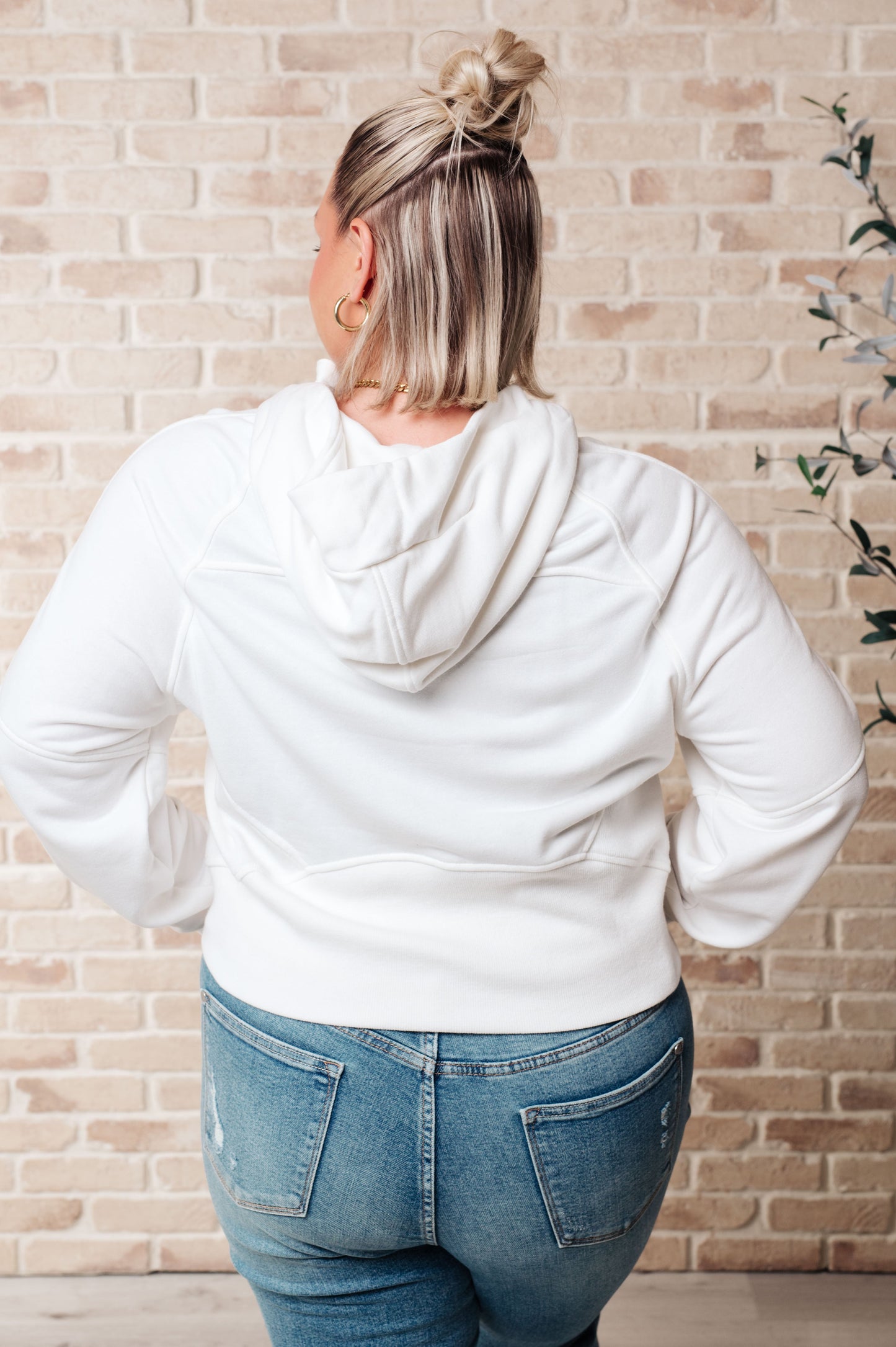 Working Up A Sweat Hooded Pullover in Off White Ave Shops