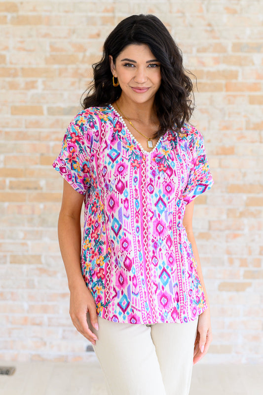 Yours Truly, V-Neck Top in Magenta - Shop All Around Divas