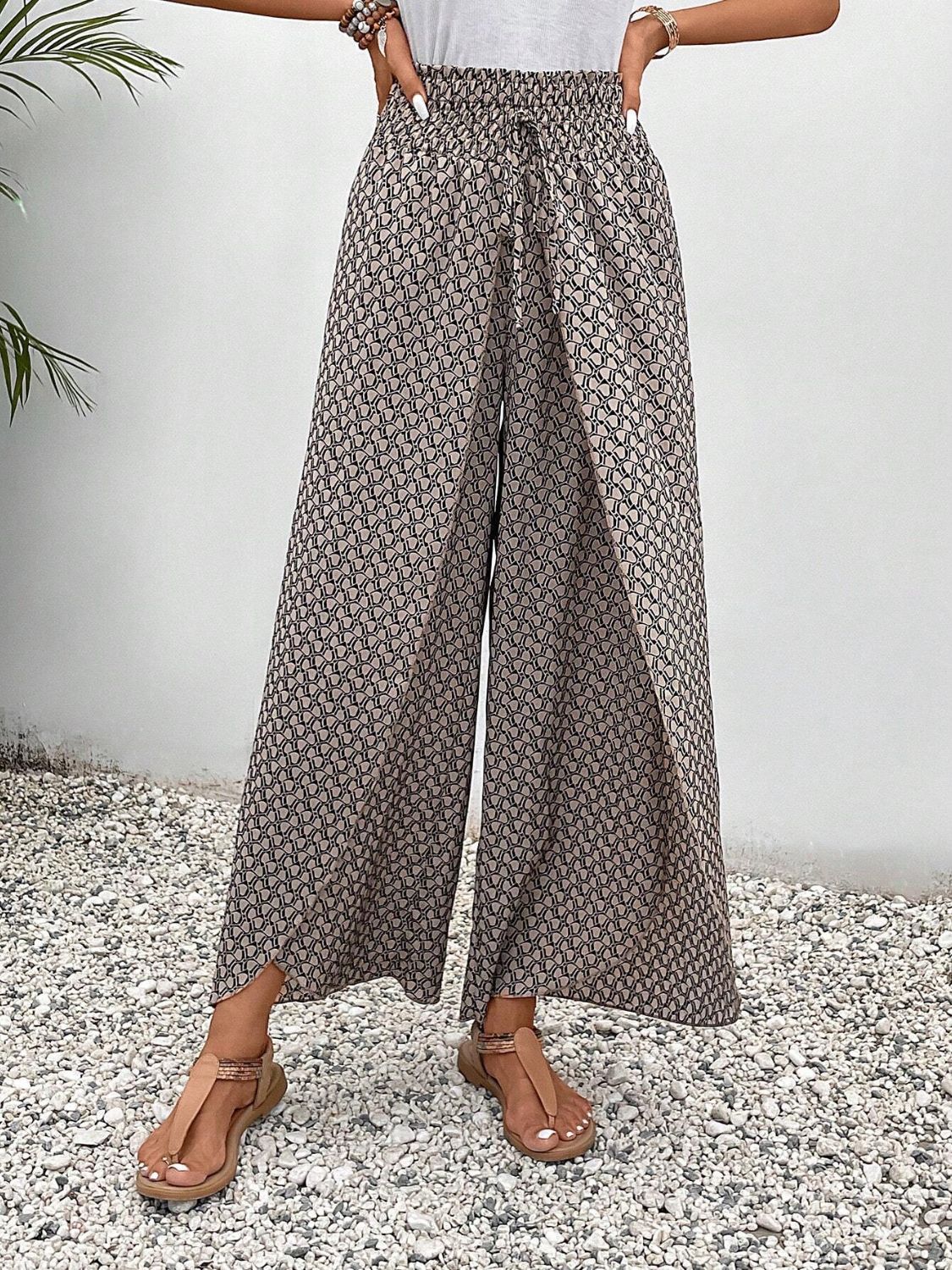 Tied Printed Wide Leg Pants - 5 Colors - Shop All Around Divas