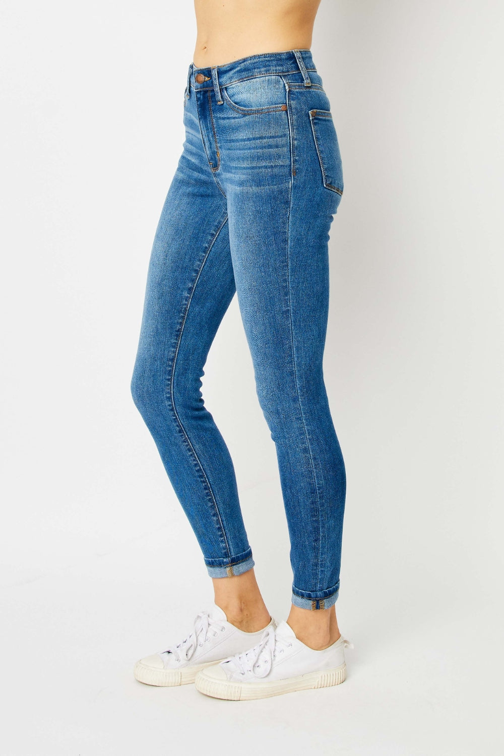 Judy Blue Cuffed Hem Skinny Jeans - Shop All Around Divas