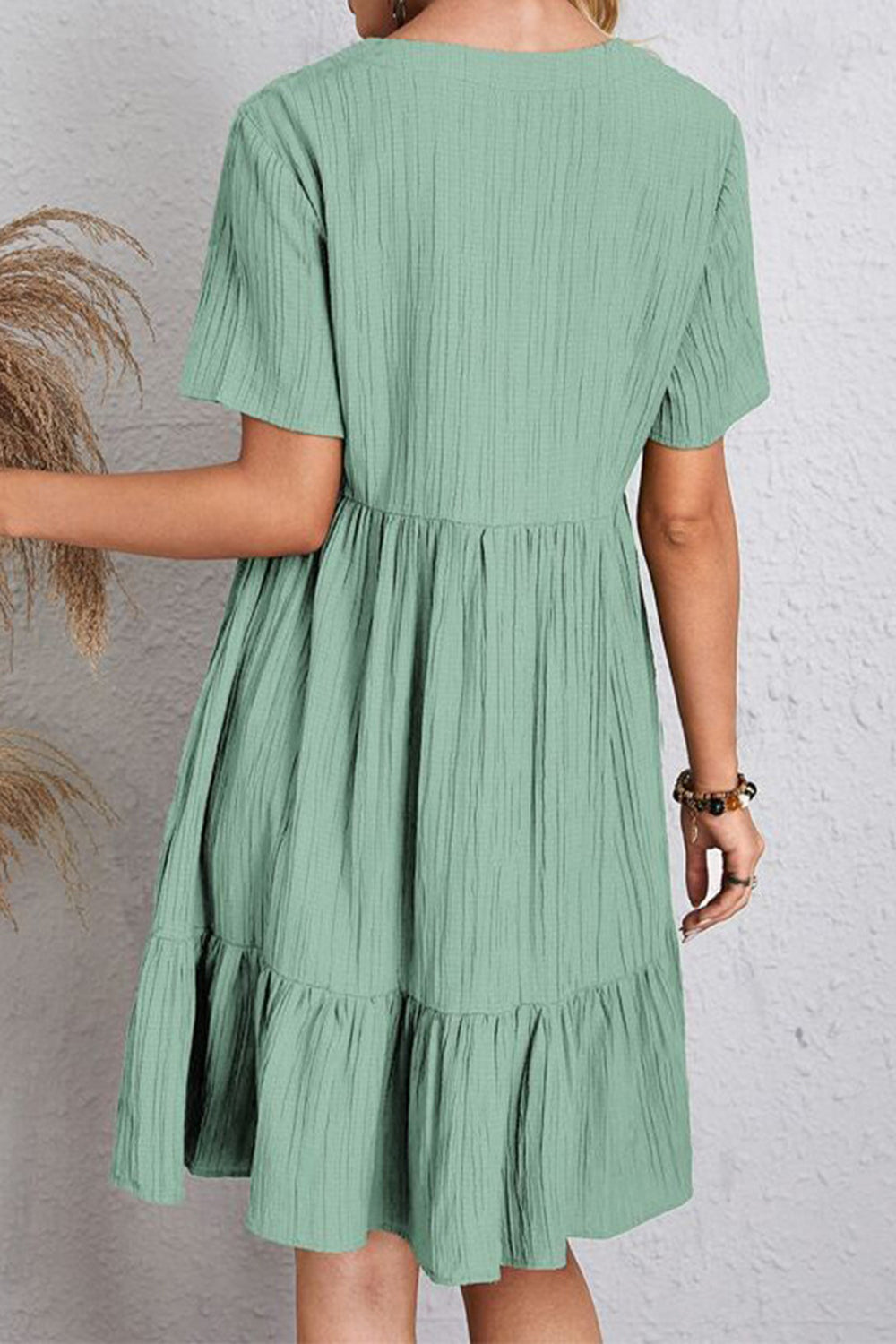 Full Size Ruched V-Neck Short Sleeve Dress - 7 Colors - Shop All Around Divas