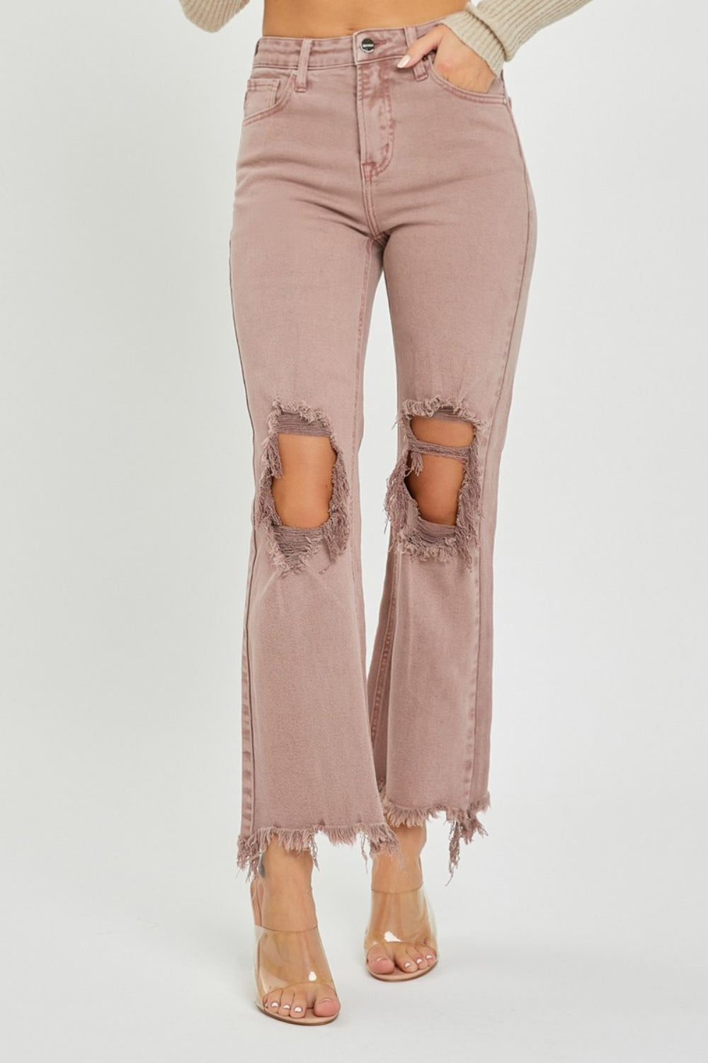 RISEN Distressed Ankle Bootcut Jeans - Shop All Around Divas